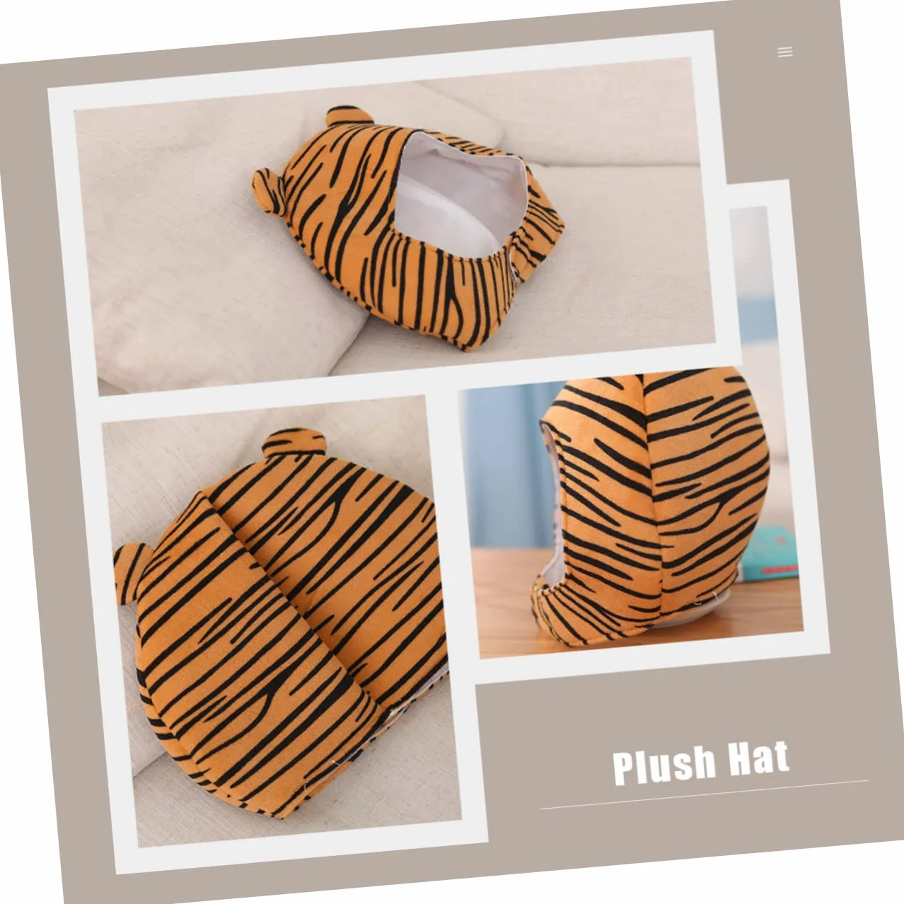 TOPBATHY 4piezas Sombrero De Peluche De Tigre Divertido Para Fiestas Accesorio De Disfraz Para Carnaval y Cosplay Diseño De Animal Material Suave y Cómodo
