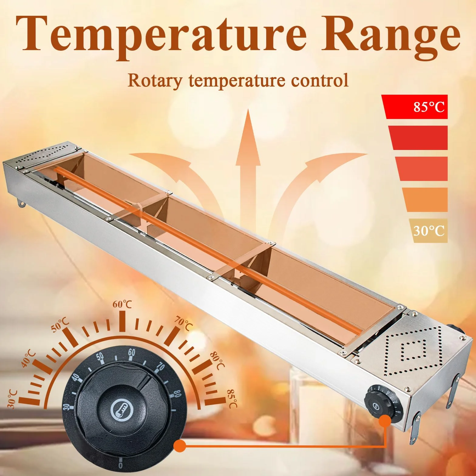 Lámpara de Calor de Alimentos Suspensión, Lámpara de Calentamiento Infrarrojo de Acero Inoxidable, Calentadores de Alimentos Comerciales para Cocina y Buffets, Temperatura Ajustable (1PC, 60cm)