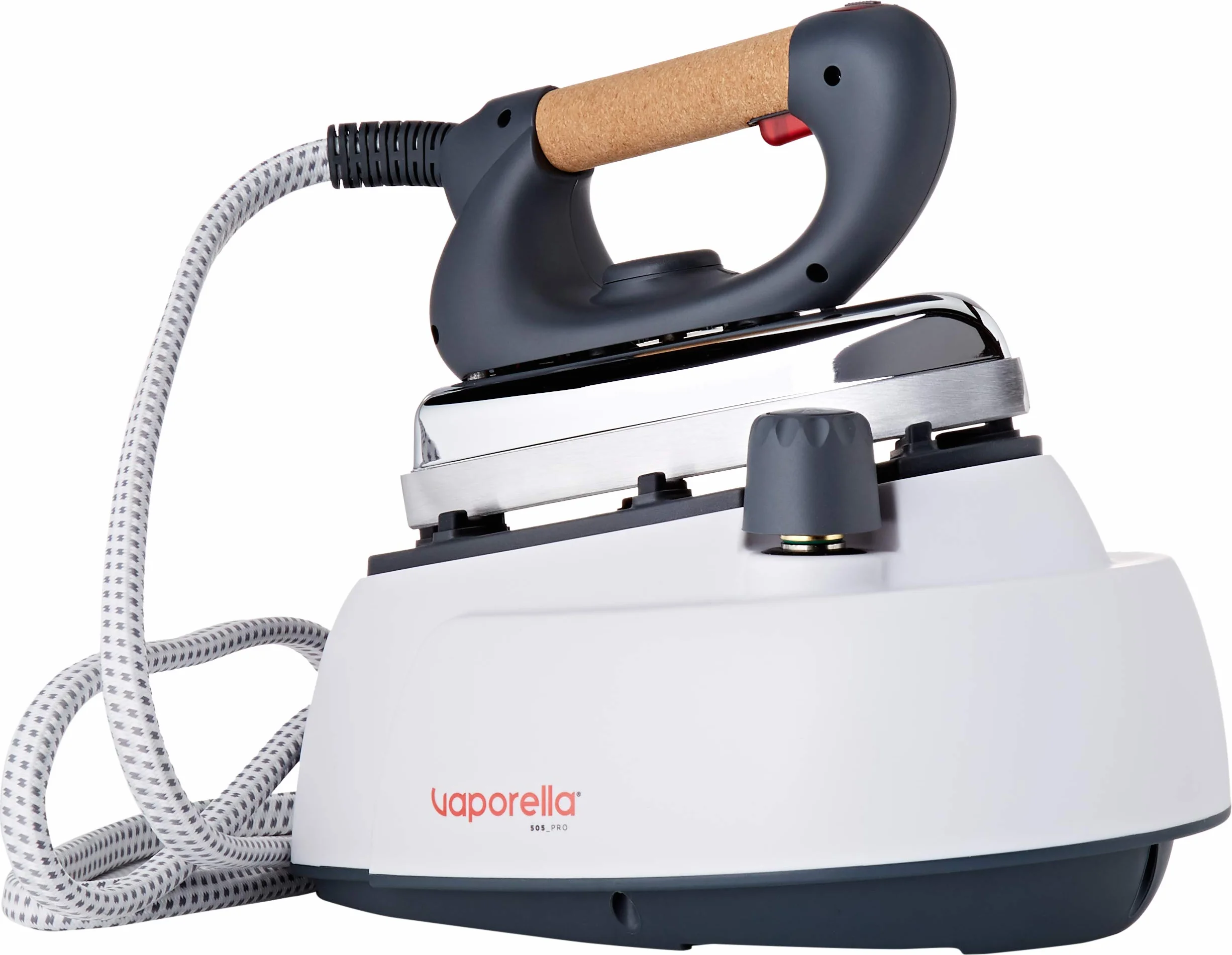 Polti Vaporella 505_Pro Centro de planchado a vapor con caldera, tapón de seguridad, 3.5 bar + PAEU0200 Plantilla Teflon anti brillos Vaporella para planchas profesionales, Acero, Color blanco