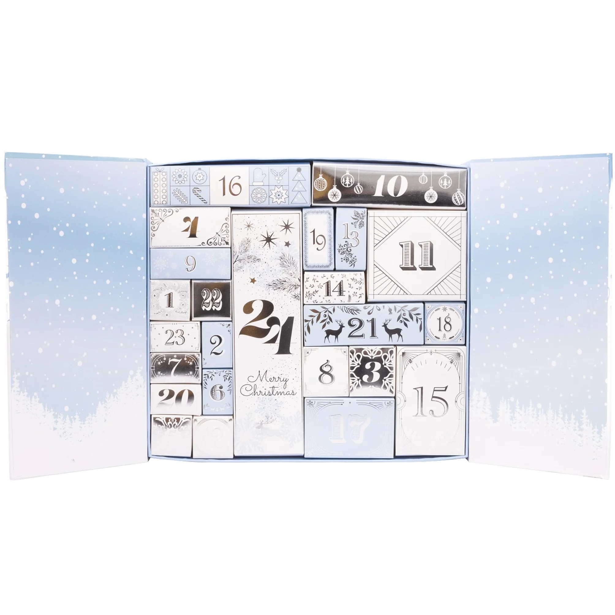 Calendario de Adviento de Navidad, llena tus propias cajas de 1 a 24 días, cinta de cuenta regresiva de lujo (azul)