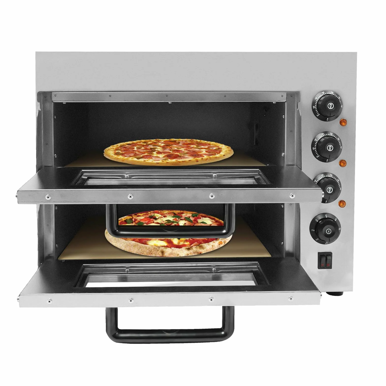 Horno de pizza eléctrico, horno de pizza de doble capa 3000W Mini Horno de Pizza Eléctrico, Horno De Pizza Para La Restauración, 50-350℃ Gastro Horno de Piedra