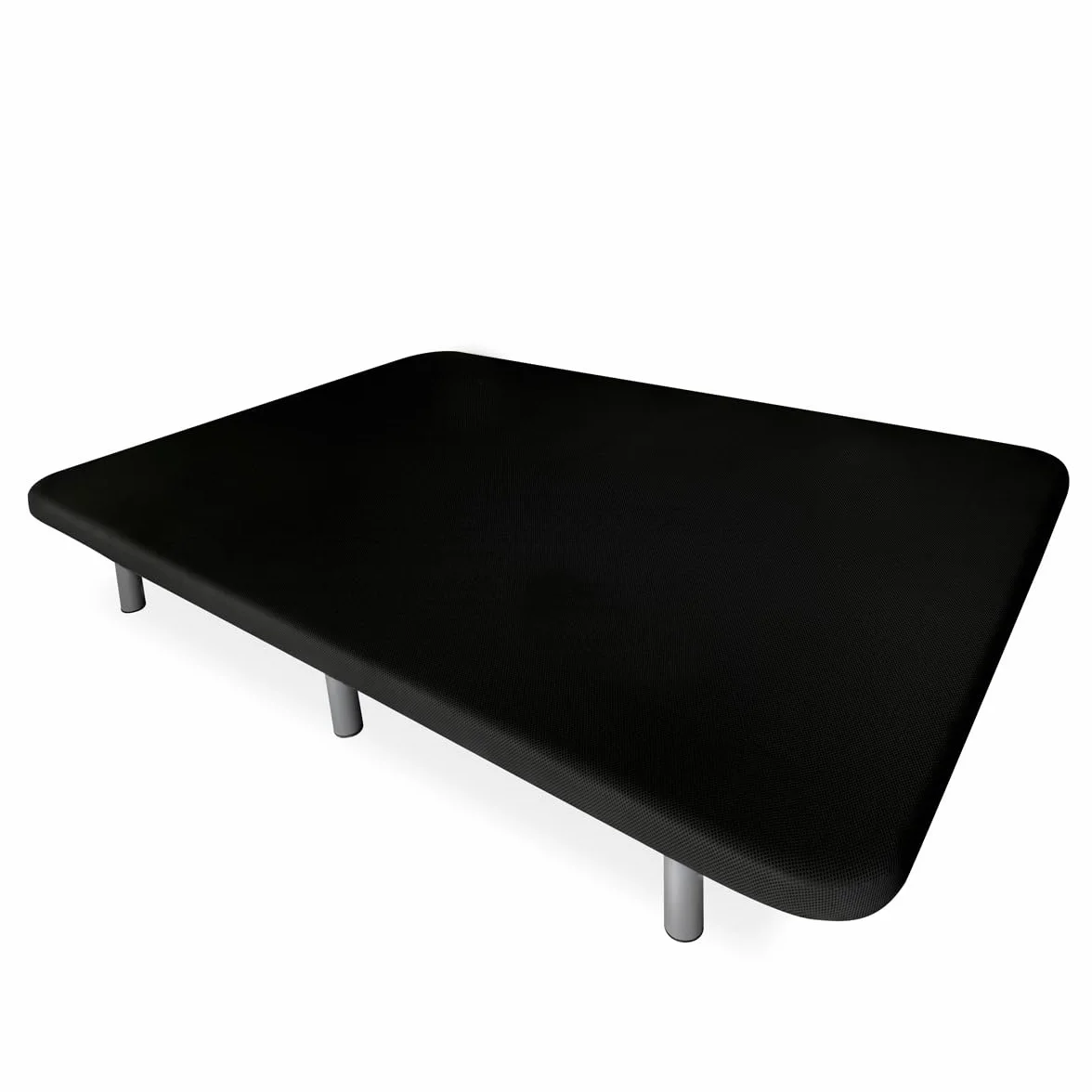 DUÉRMETE Online - Base Tapizada 3D Reforzada, Anti Ruido con 5 Barras de Refuerzo 6 Patas metálicas roscadas de 25cm, 135x190, Negro