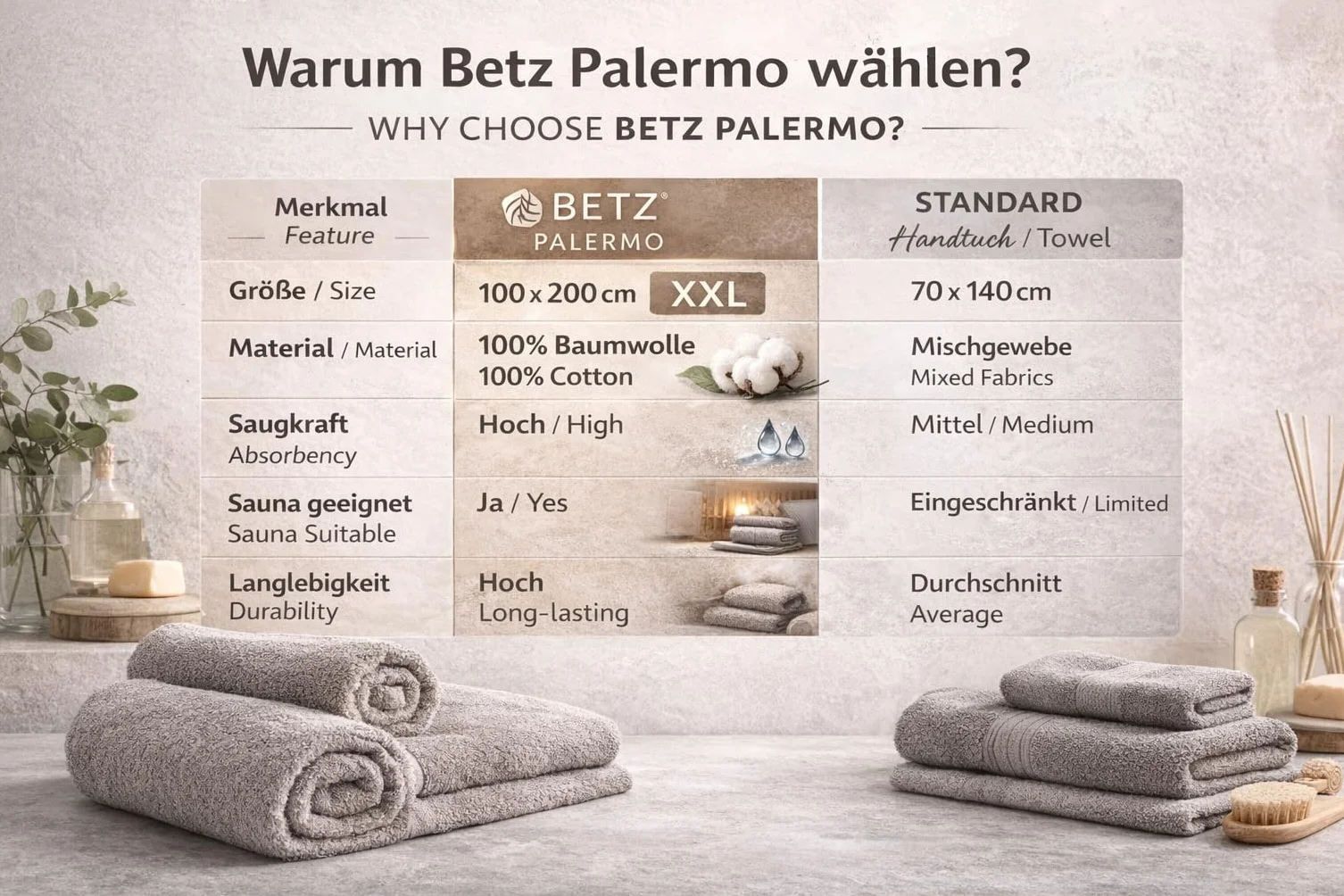 Betz Toalla de baño XXL Palermo 100% algodón 100x200 cm Gris Piedra