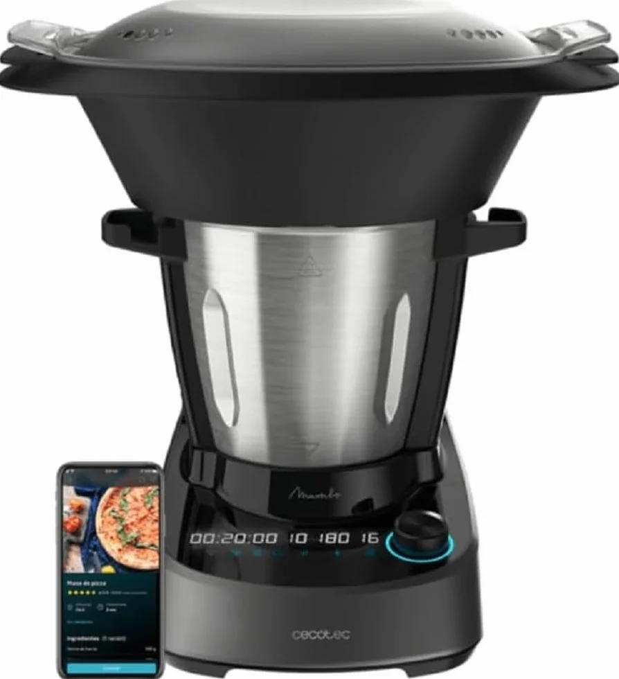 Cecotec Robot de Cocina Multifunción Mambo 11090. 1600 W, 37 Funciones, APP, Báscula y Jarra de 3,3 Litros de Acero inoxidable apta para Lavavajillas, Recetario y Accesorios