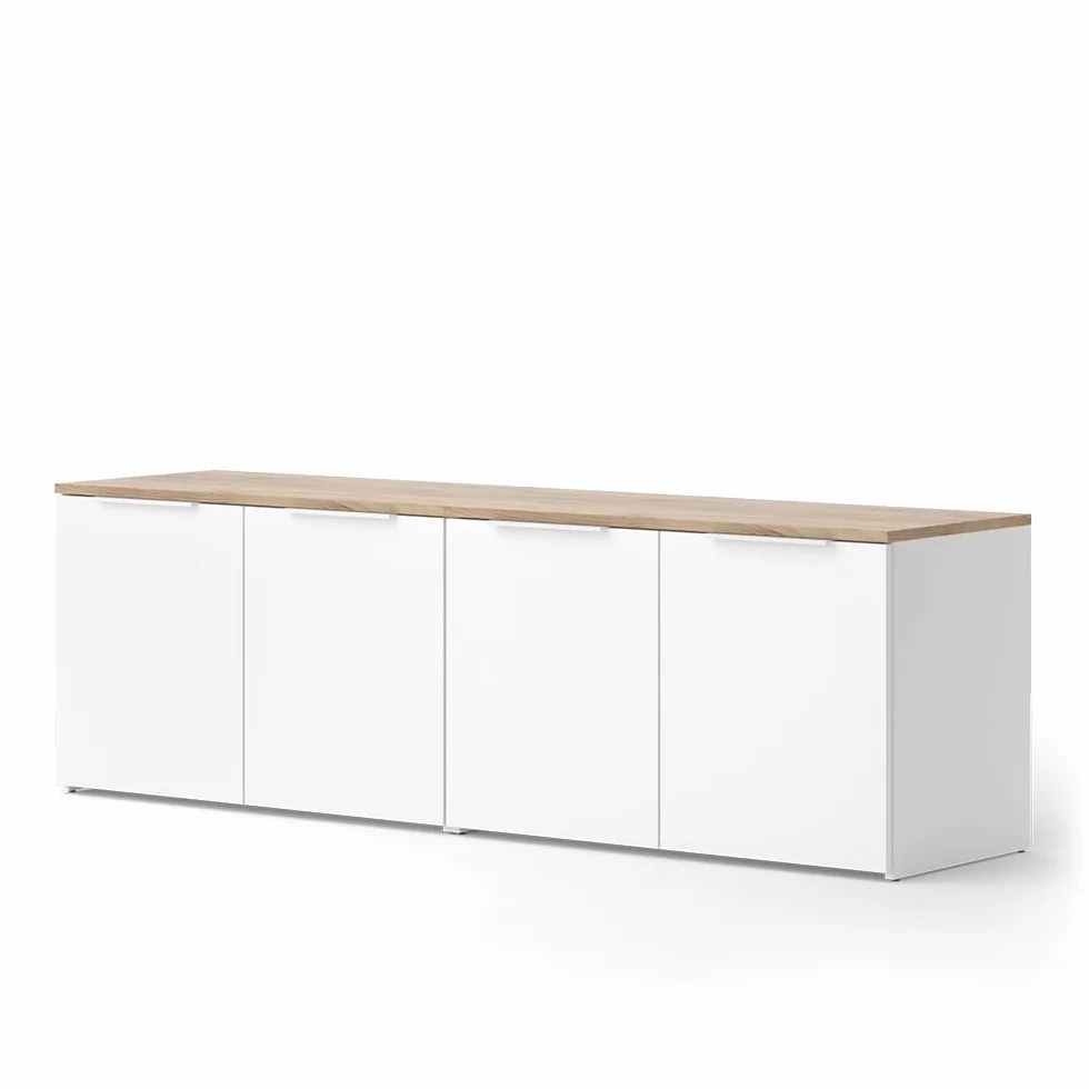 Vicco Conjunto de salón Wido, Blanco/Sonoma, 2 Partes, para el Almacenamiento y la presentación de Dispositivos Multimedia