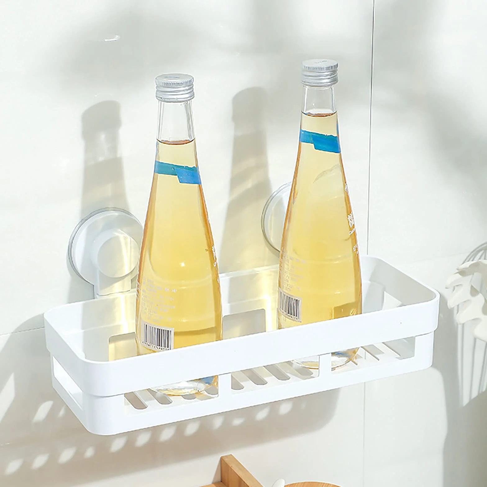 Estantes de baño exquisitos Estante de baño montado en la Pared Organizador de Cesta de Ducha Estante de Ducha Adhesivo para Pared Sin perforación para baño de Cocina