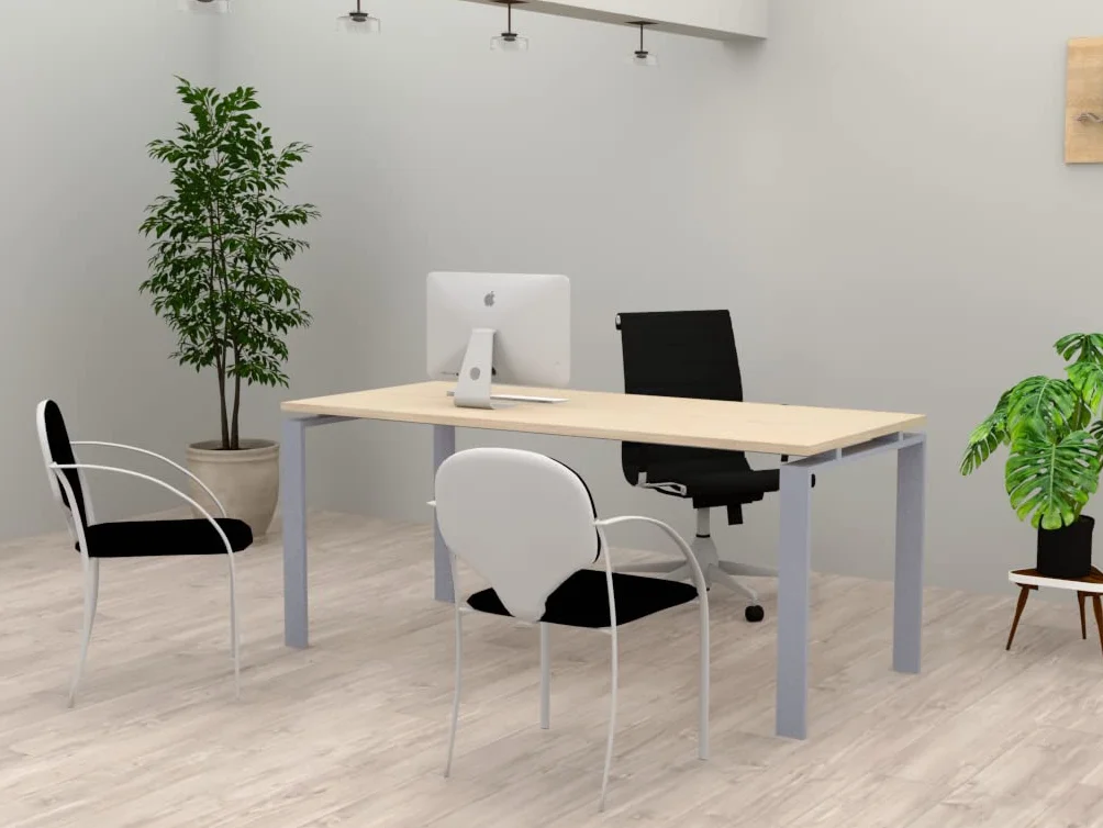 Mesa/Escritorio para teletrabajo, Oficina, despachos y Sala de Estudios. Estructura Marco Abierto Color Gris Plata Fabricado en España. Envio a Toda la Península. (Acacia, 200x80)