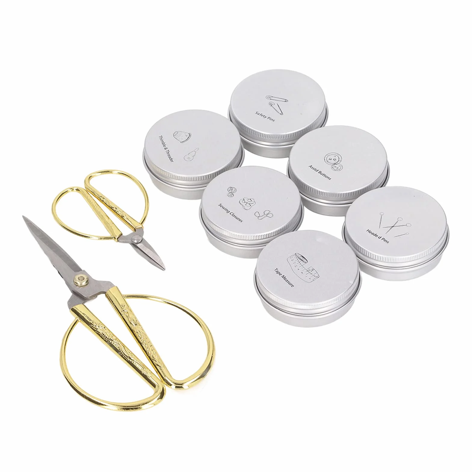 Zonizforceal Kit de costura completo de madera con cajas de hierro, set de suministros de costura para principiantes que incluye tijeras, botones, alfileres, hebillas, dedal, enhebrador y cinta