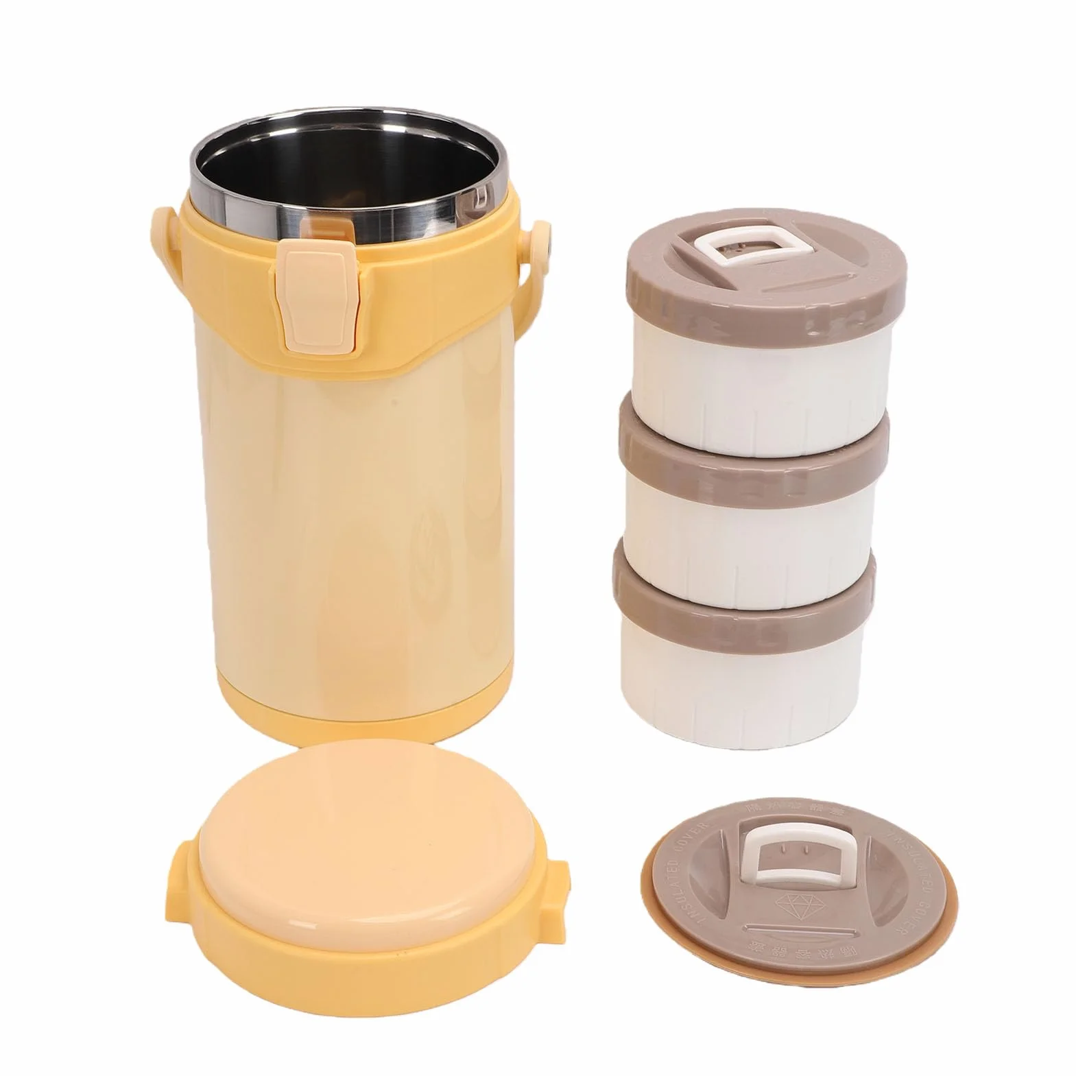Aislada, Lonchera Apilable Térmica de Acero Inoxidable 304 a Prueba de Fugas, Caja Bentos con Asa Portátil y Bolsa de Transporte para el Trabajo, la Oficina y la Escuela