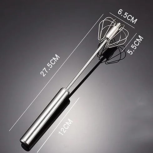 Batidor de Huevos Manual de Acero Inoxidable, Prensa para batir Crema, Varilla agitadora giratoria semiautomática para Cocina