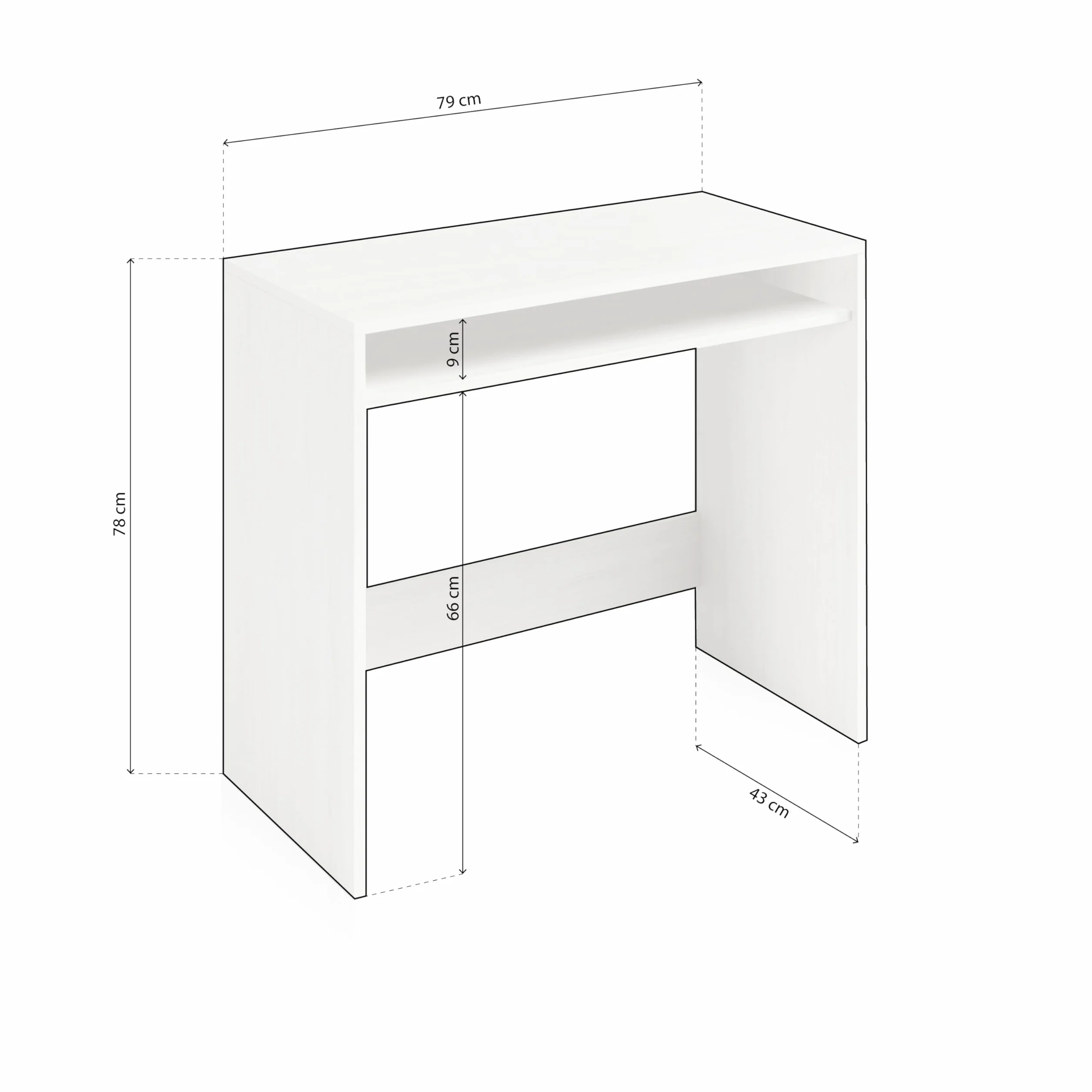 duehome | Escritorio, Mesa de Ordenador, Mesa Juvenil, Modelo Dax, Acabado en Color Blanco Alpes, Medidas: 79 cm (Ancho) x 43 cm (Fondo) x 79 cm (Alto)