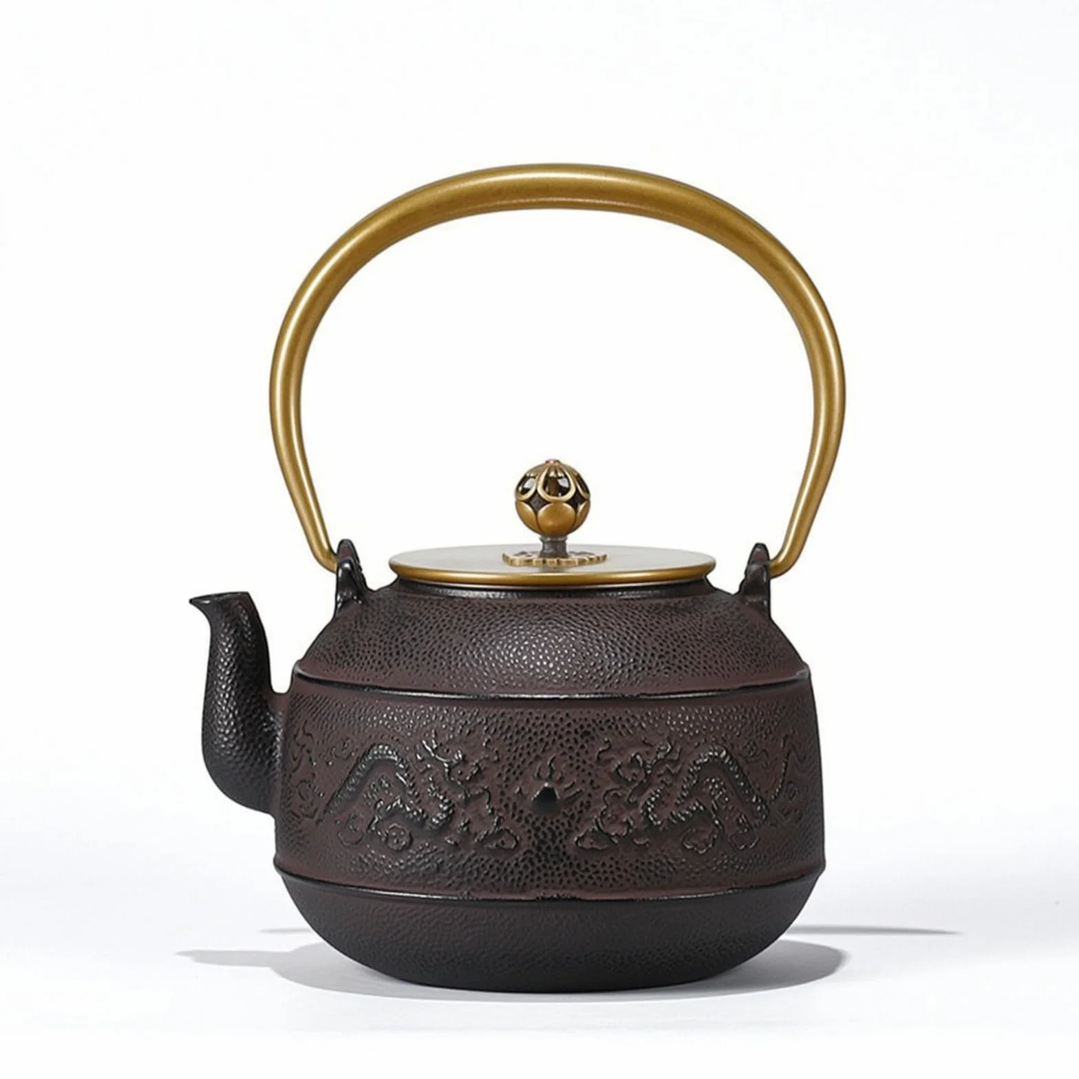 Tetera Hierro Fundido con Cesta para Infusiones Resistente Tetera con Cesta para Infusiones Segura Aficionados Al Té, Maroon, Shuanglongxizhu