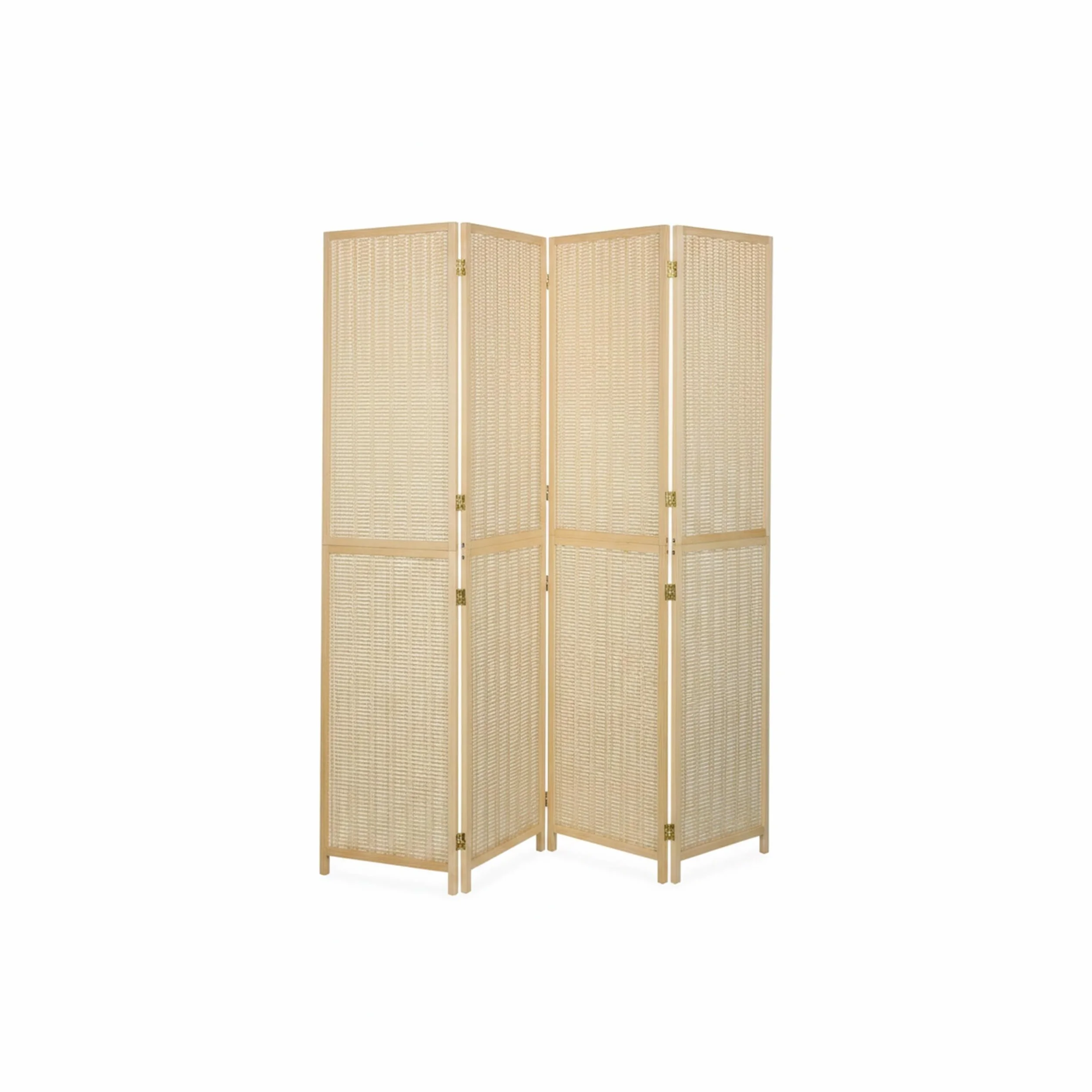 Relaxdays Biombo Bambú 4 Paneles Paraván Plegable 180x182 cm Madera Natural