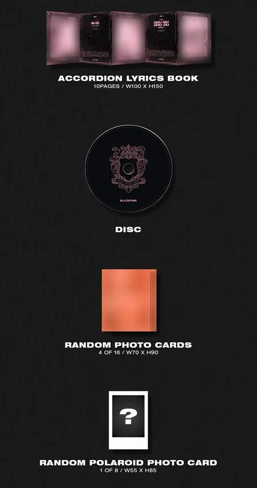 BLACKPINK Kill This Love [Black Version] 2nd Mini Album Photobook Poster Photo Zine Polaroid Photocard Sticker Set Lyrics Extra 5 Photocards Pocket Mirror