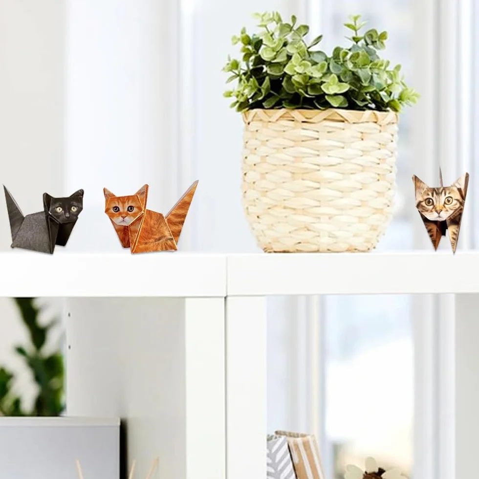 Origami Gatos Kit 100 Hojas Papel DIY Manualidades Animales Decoración Escritorio