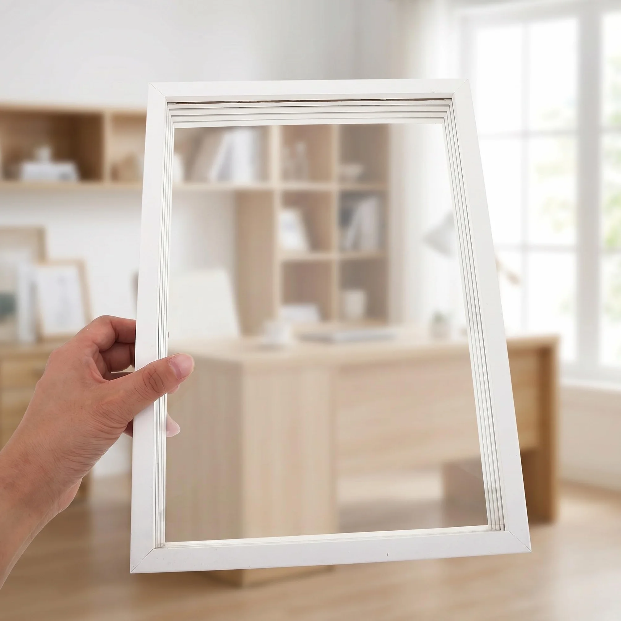 Operitacx Kit de 2 marcos transparentes para huellas de manos, marco de fotos familiar para guardar recuerdos con huellas dactilares, arte en madera maciza sin acabado para bebés y niños pequeños,