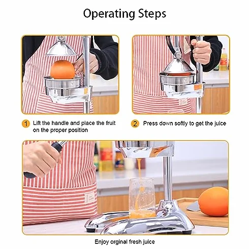 Exprimidor manual de cítricos, exprimidor profesional de acero inoxidable para extracción de jugo fresco en casa o cocinas comerciales