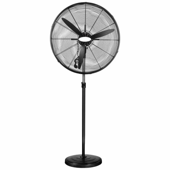 Bilake Ventilador de Pie Industrial Tormenta Metal | Altura Regulable 155-185cm | Motor AC 3 Velocidades | Oscilante y Fijo | Cabezal Orientable | Talleres y Naves (280W | 81Ø cm)