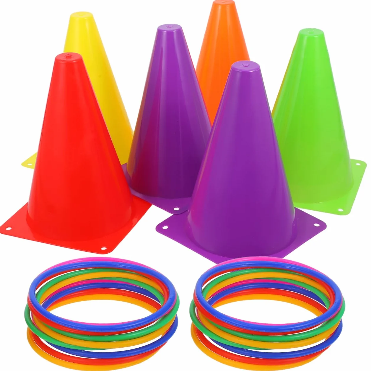 Conos De Plástico para Lanzamiento con Anillos Juego De Entrenamiento Deportivo para Niños, Seguro y Duradero, Ideal para Fiestas Infantiles, Actividades Al Aire Libre y Entrenamiento Sensorial