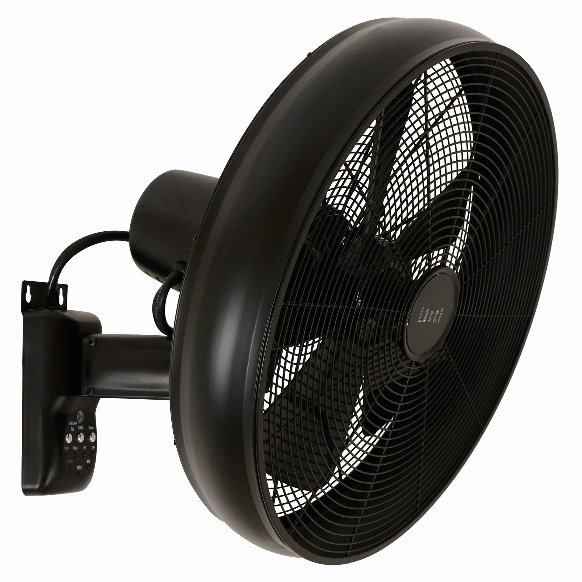Lucci Air Breeze - Ventilador de pared con mando a distancia, acero, color negro