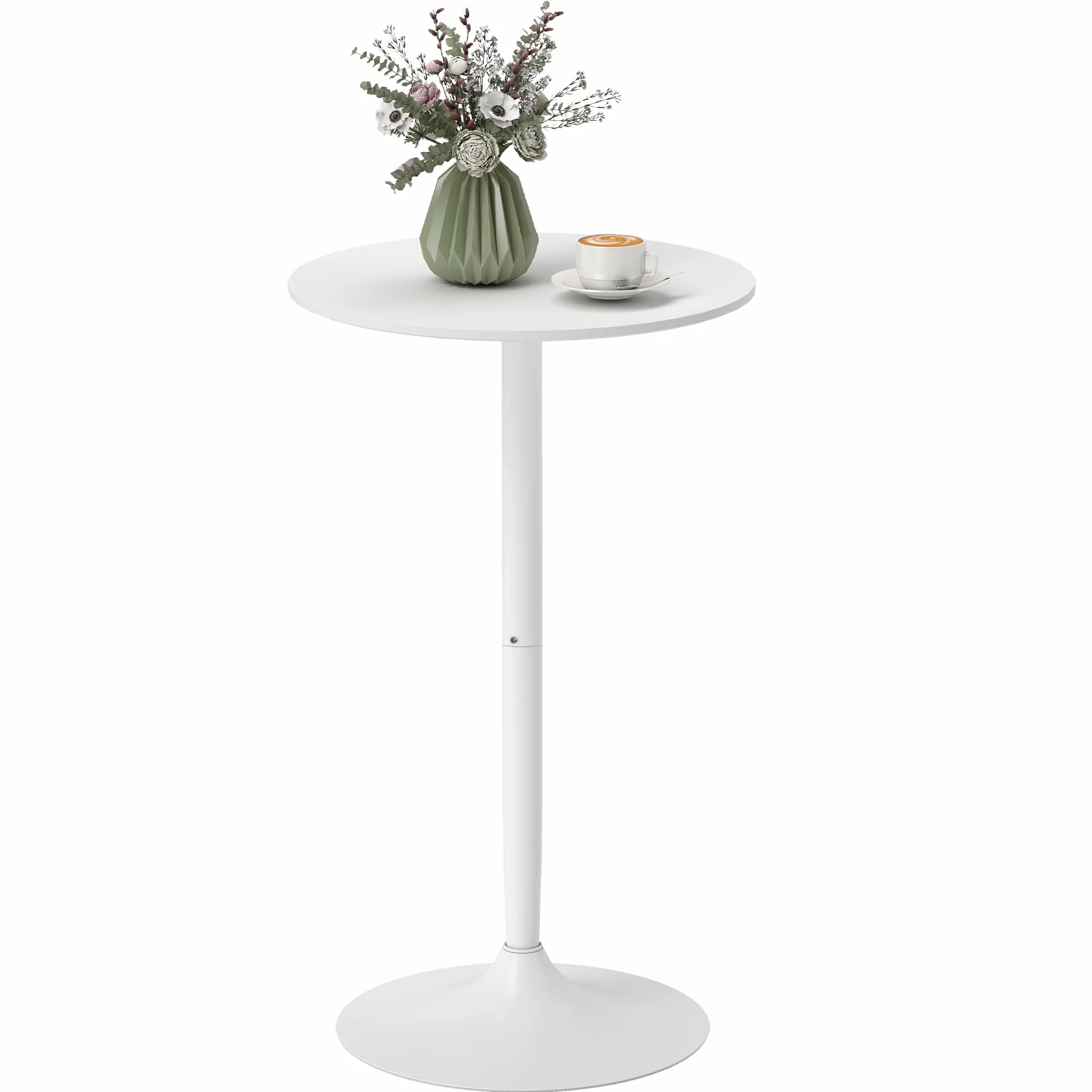 HOMCOM Mesa de Bar Redonda, Mesa de Comedor, Ø60x102 cm, con Encimera Laminada y Marco de Acero, para 2 Personas, Moderna, para Casa, Cocina, Blanco