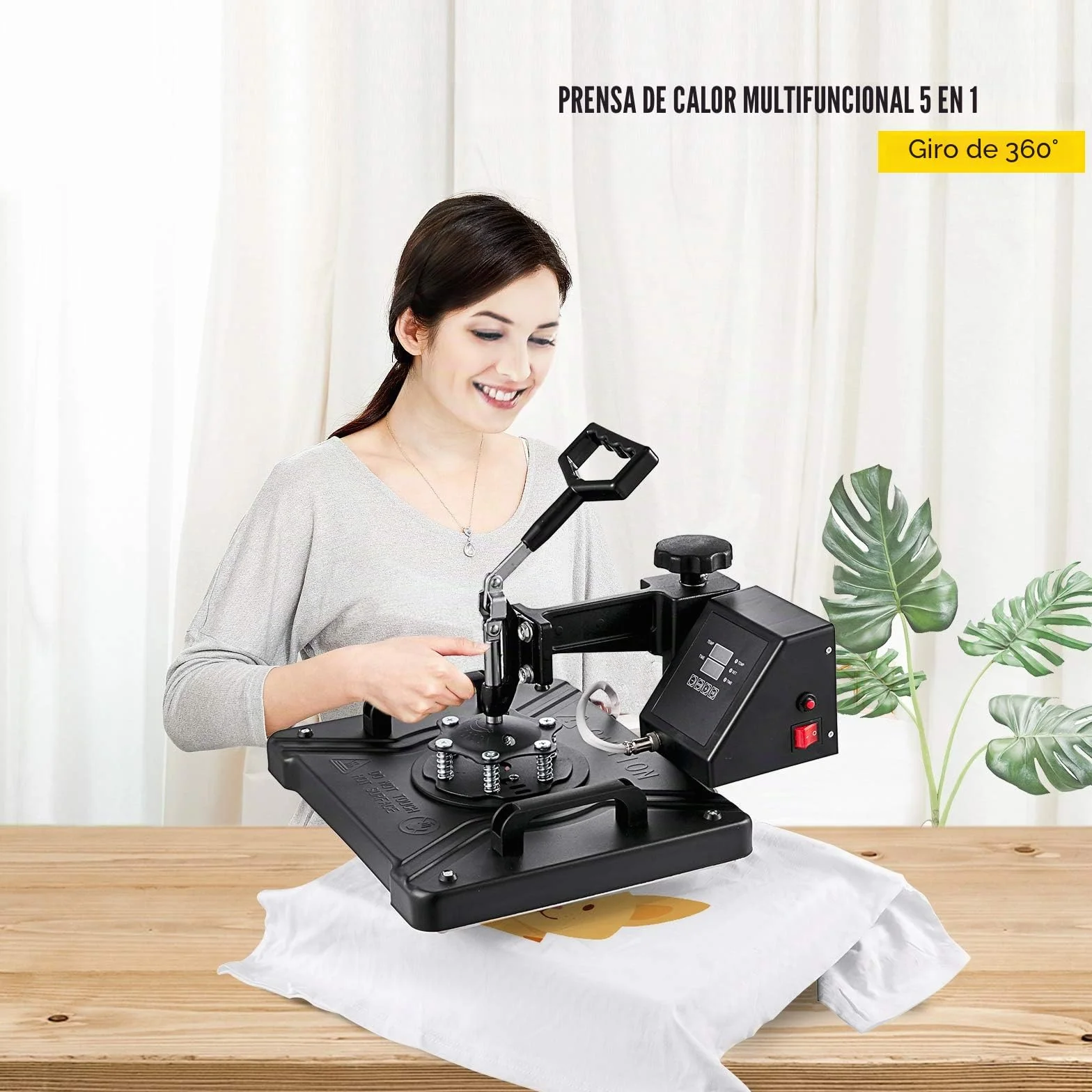 VEVOR 5 en 1 Prensa de Calor 38 x 30 cm, Máquina de Transferencia de Calor Multifuncional Máquina de Sublimación para Camisetas Tazas Platos Sombreros