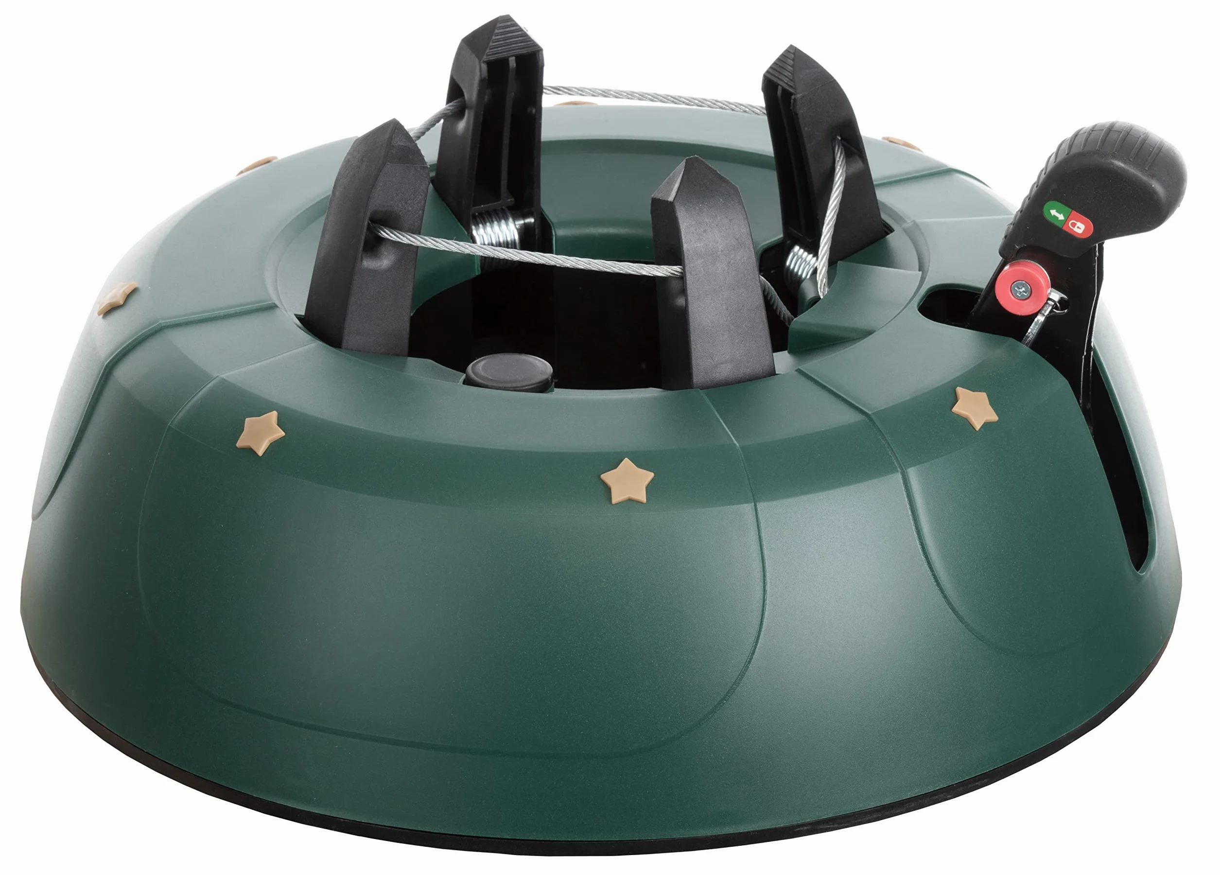 Brandsseller Soporte para árbol de Navidad, hasta 2 m, con mecanismo de palanca de pie, técnica de una cuerda y sistema de seguridad, verde