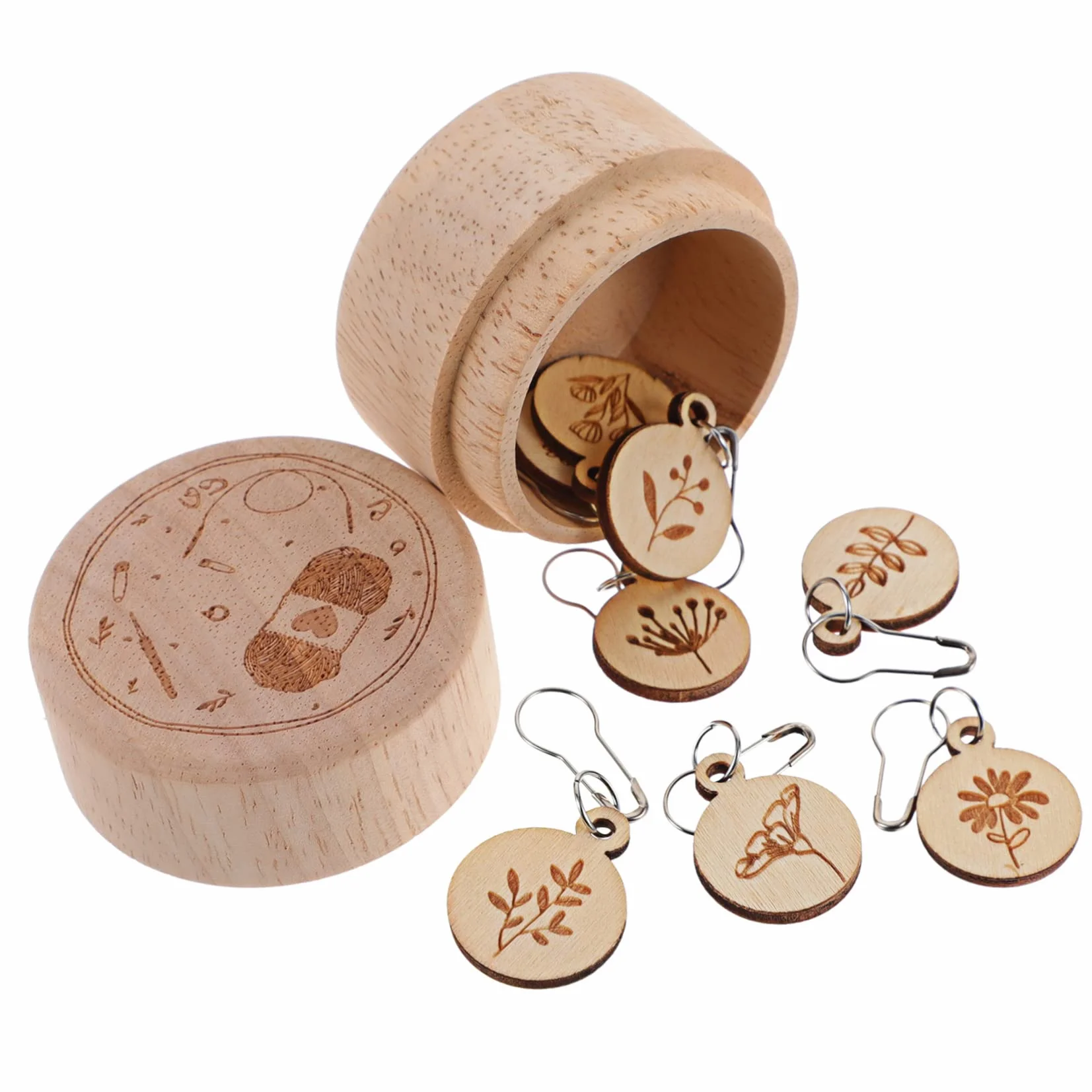3juegos Marcadores De Tejer De Madera Marcadores Redondos Para Ganchillo Caja De Almacenamiento Incluida Accesorios De Costura Para Principiantes y Expertos