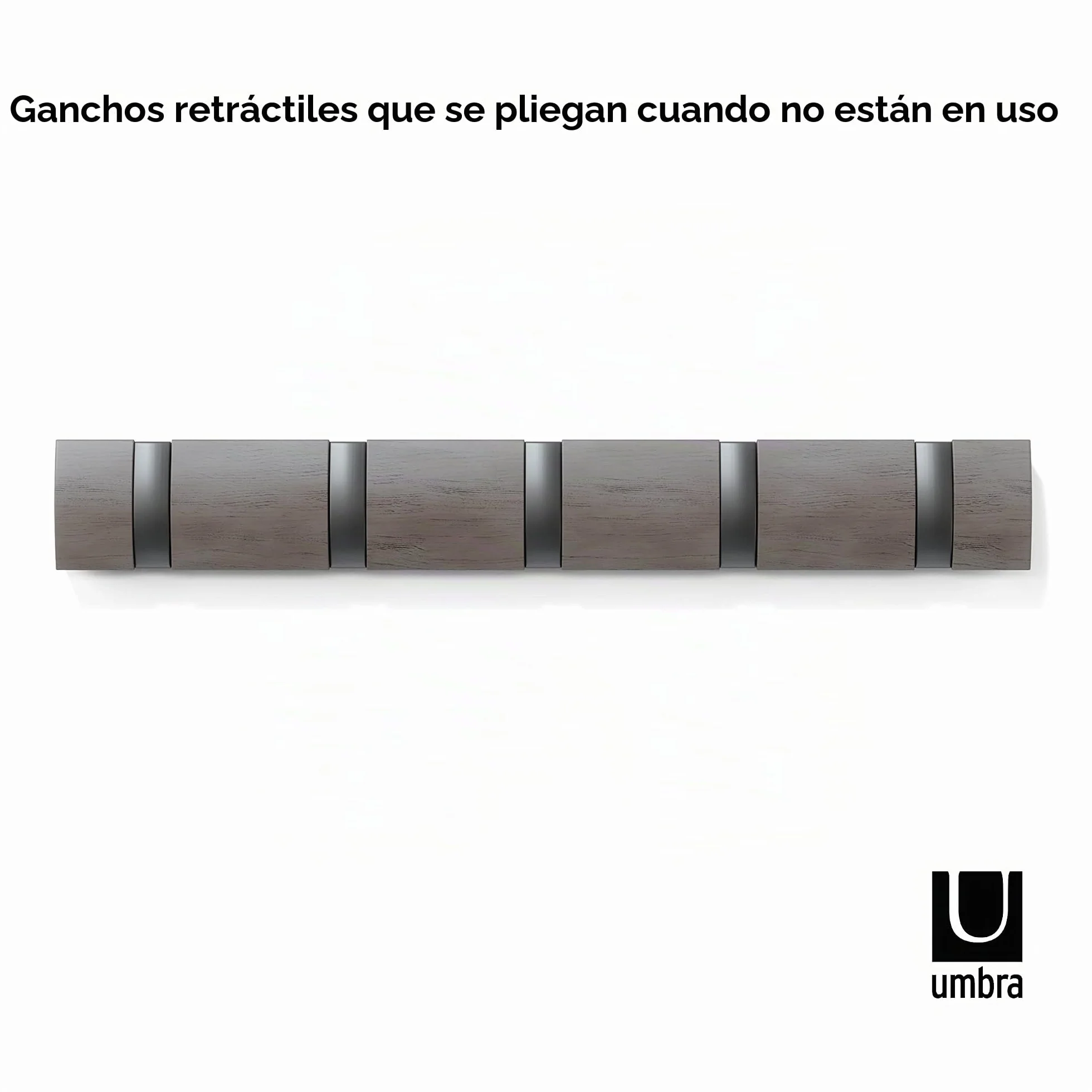 Umbra Flip Perchero de pared 5 ganchos extraíbles Álamo Gris Peltre