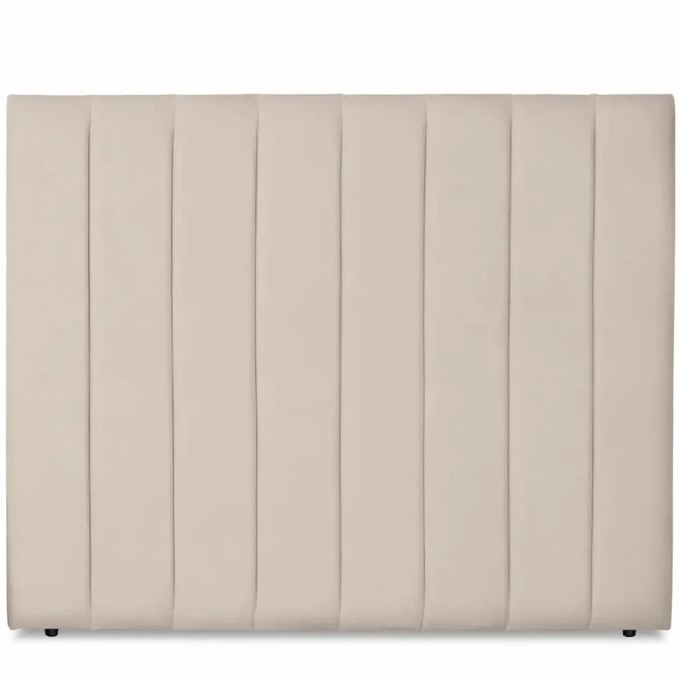 Ventadecolchones - Cabecero Tapizado Acolchado de Dormitorio Franjas Verticales Largo en Tela Antimanchas Crudo y Medida 200 x 125 cm para Camas de 180 ó 200