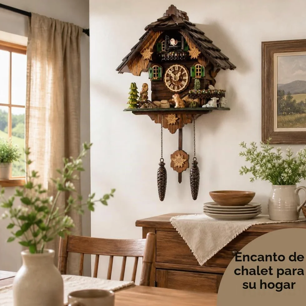 Cuckoo Palace Reloj de Cuco Estilo Chalet con Movimiento de Cuarzo de 32 cm