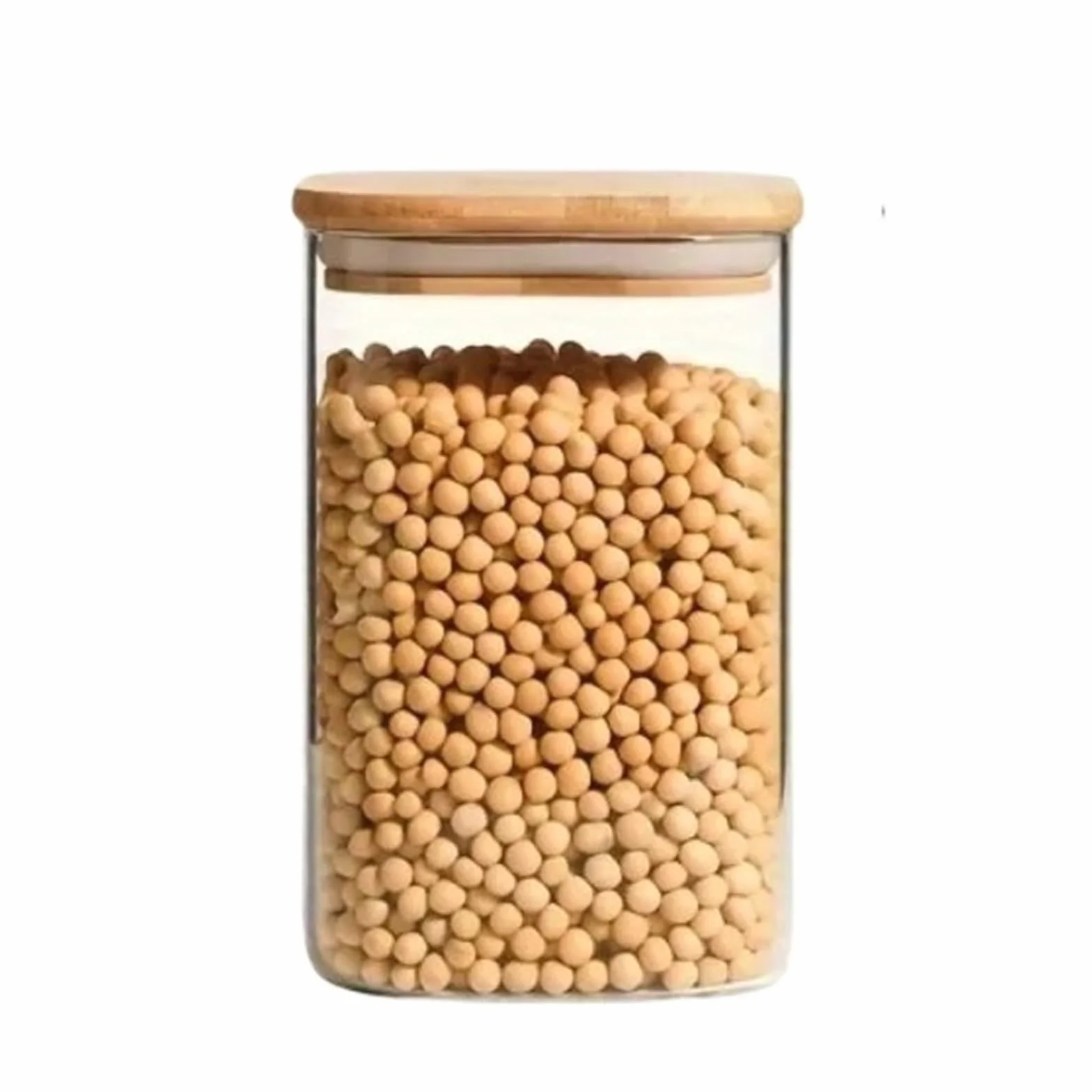 Tarro de almacenamiento para cocina, Tarro sellado de vidrio cuadrado transparente 4x540 ml, caramelos apilables, galletas, frutos secos, cereales, nueces