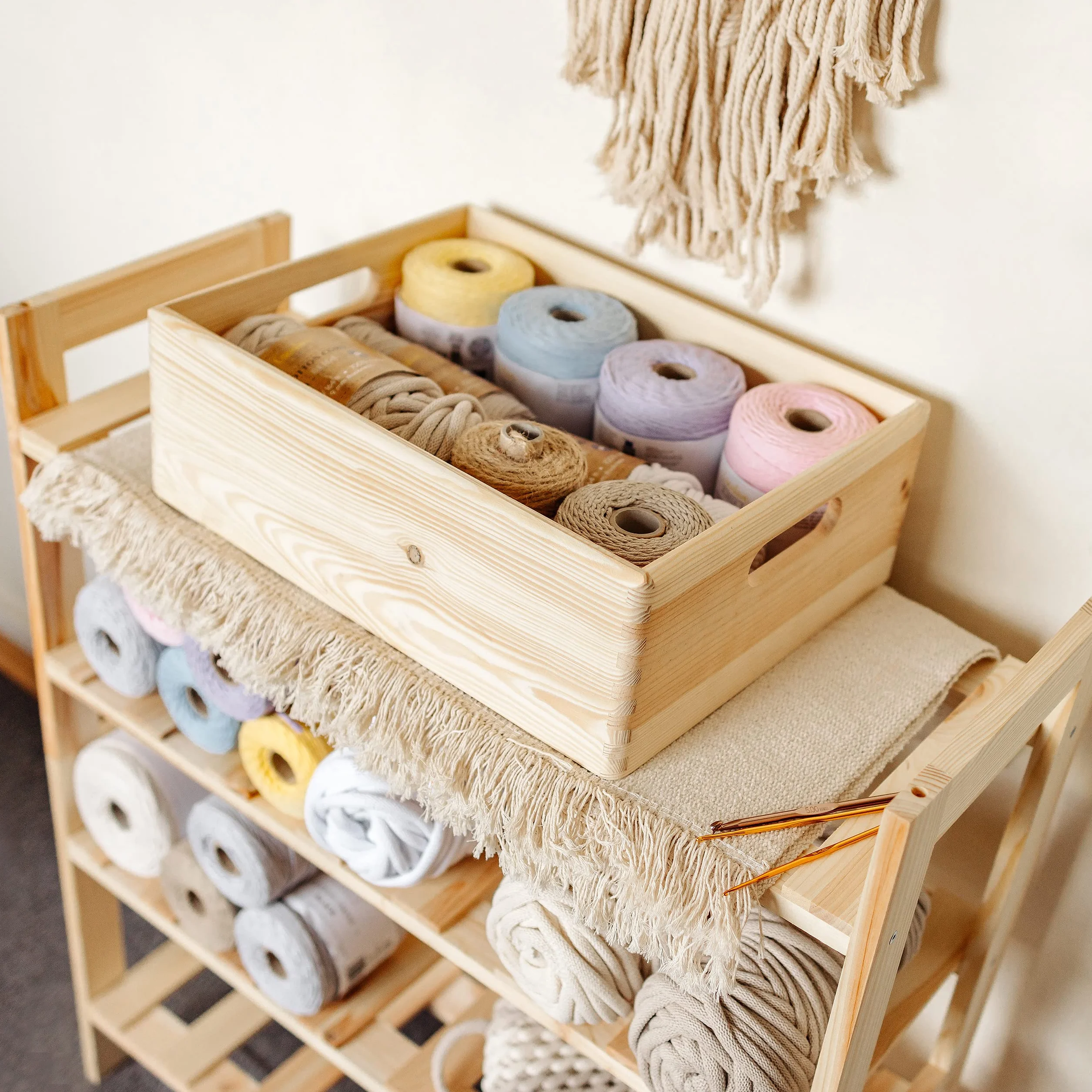 Grande Caja de Madera Decorativa Almacenaje 40x30x14 cm Asas Cofre Baúl