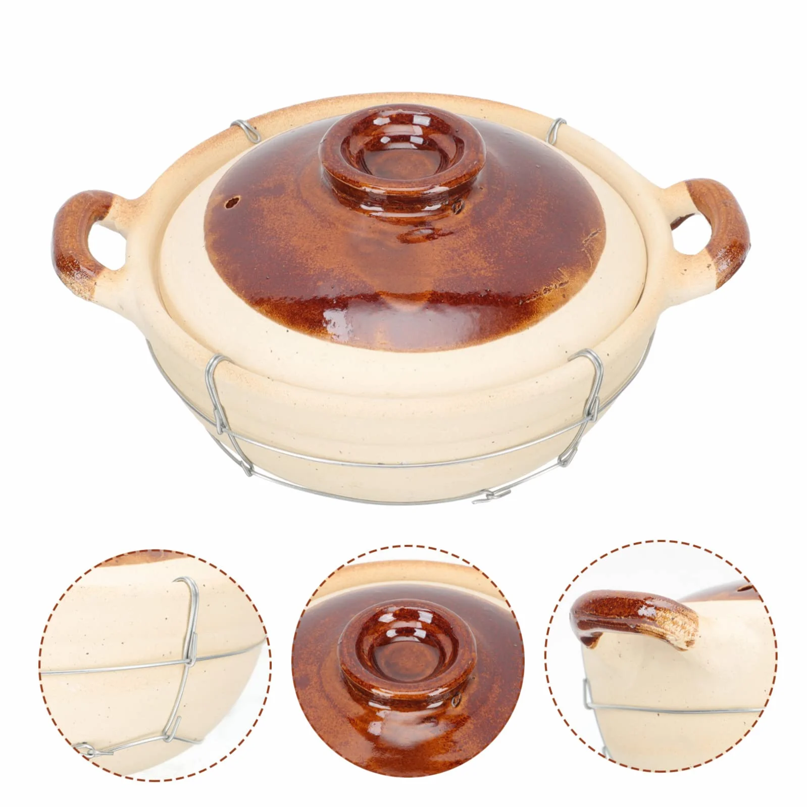 Sosoport Olla Doméstica de Barro Asa Única, Capacidad 0.5l, Transferencia Uniforme de Calor y Superficie Antiadherente para Guisar Comida en Cocina Casera