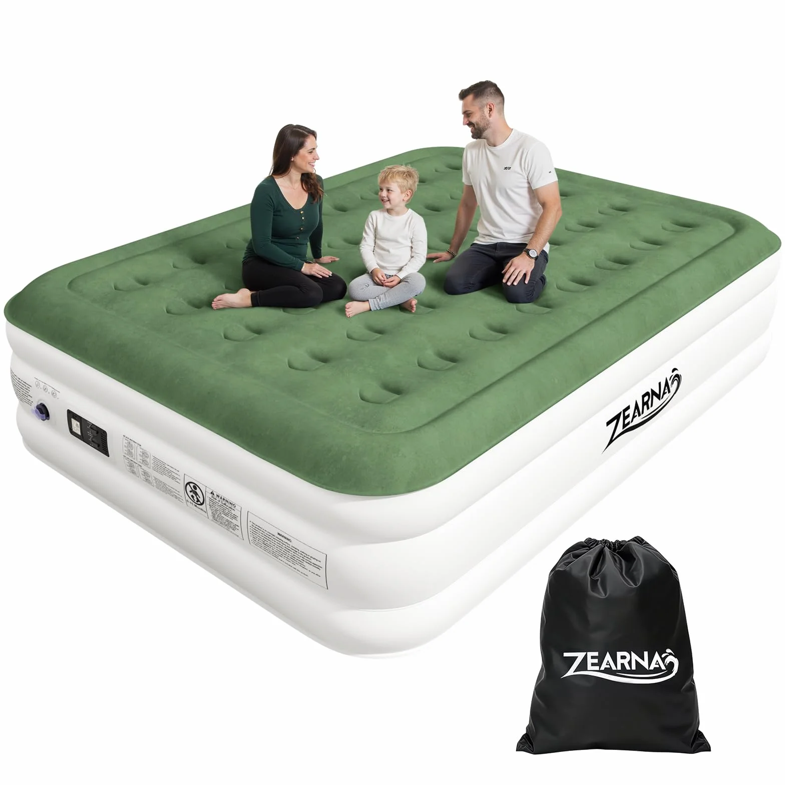 Zearna Colchón Hinchable Doble para 2 Personas, Cama de Aire Autoinflable Rápido en 3 Minutos con Bomba Eléctrica Integrada, Colchón Portátil para Invitados o Uso en Casa, Medidas 203x152x46 cm