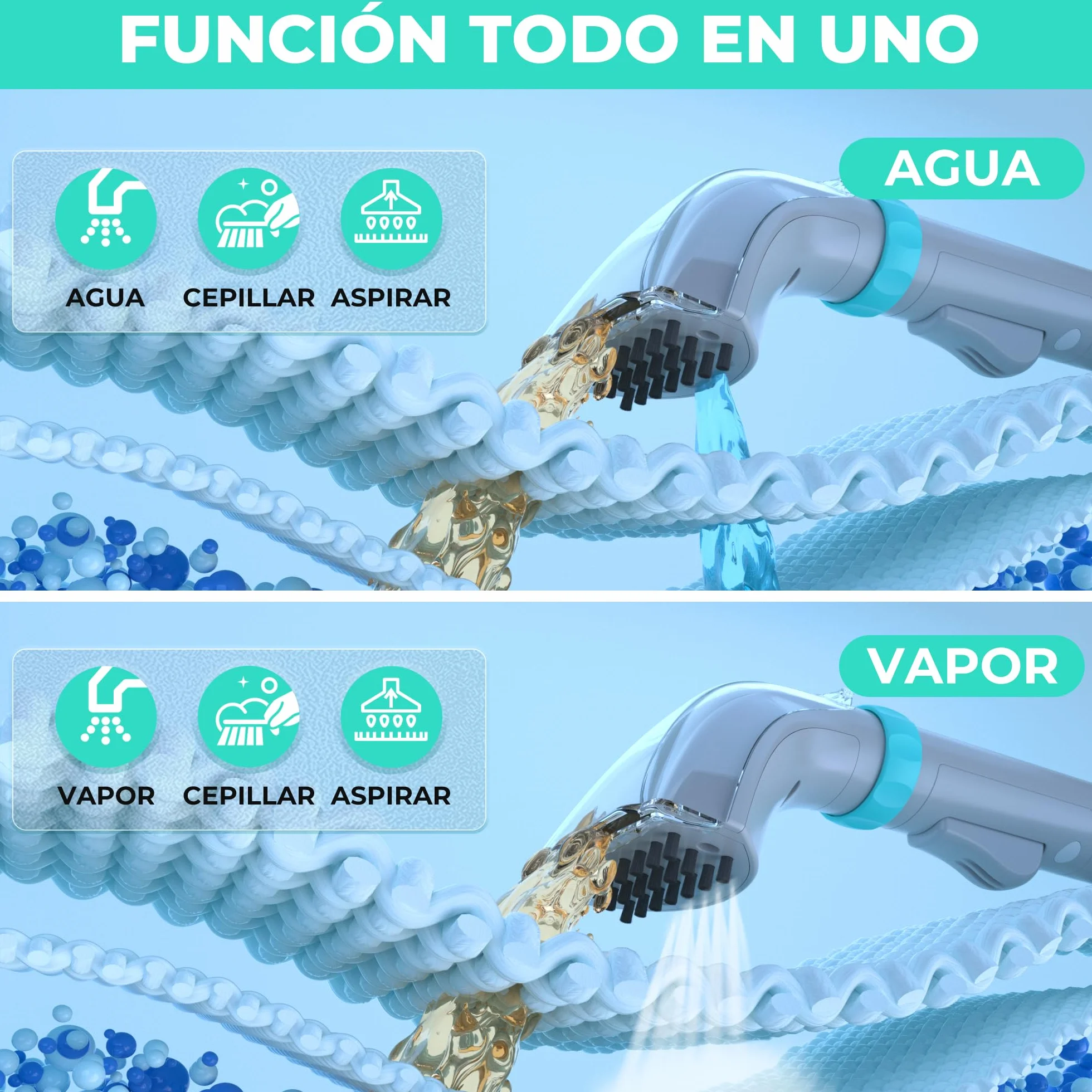 HAUSHOF StainZapper Vapo Limpiador de Alfombras a Vapor, Aspiradora de Agua Tapiceria con Funciones de Agua Caliente y Vapor, Limpia Tapicerias para Sofá, Moquetas, Incluye Detergente y Cepillo, 75 dB