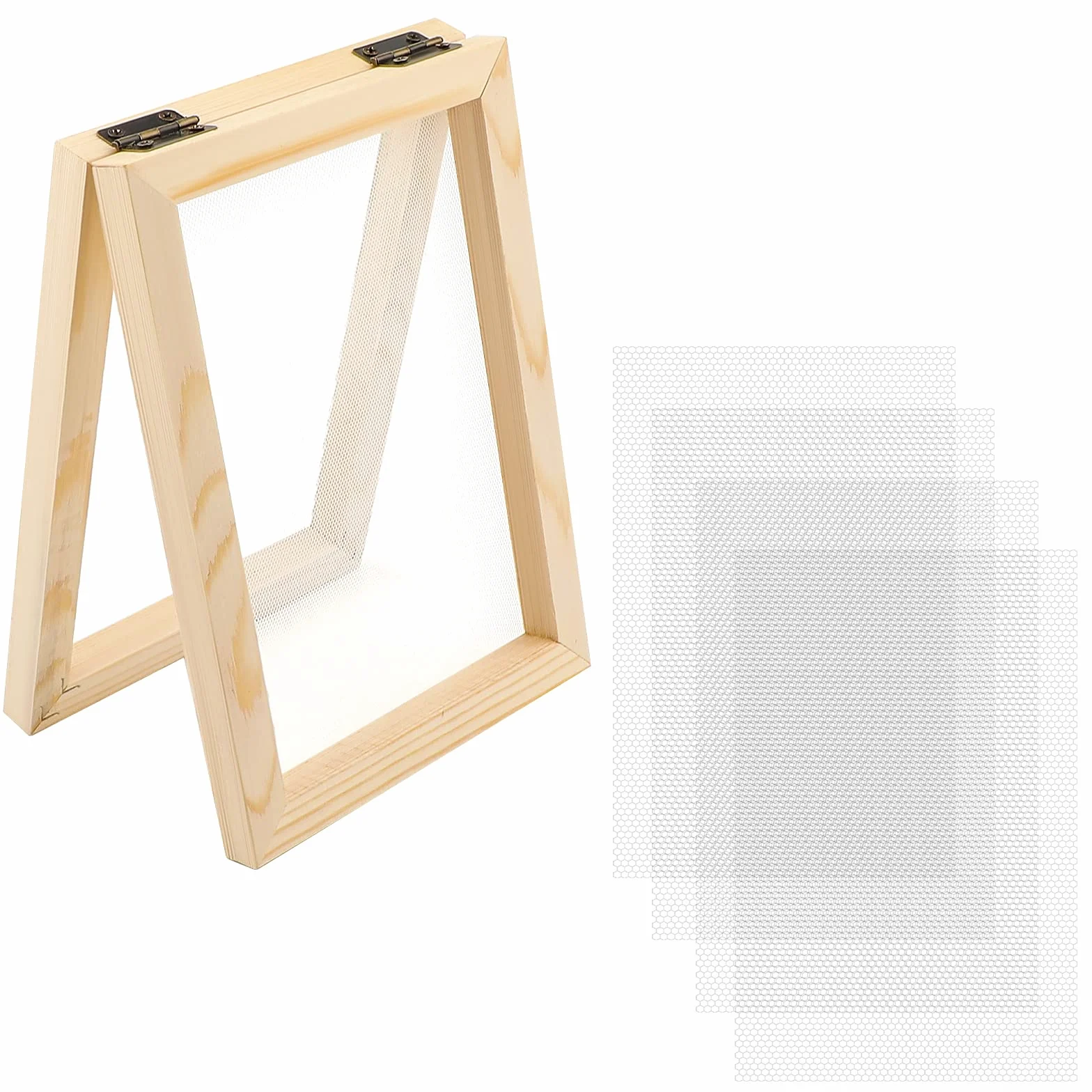 LUTER Kit de fabricación de papel de madera 5 piezas molde marco malla manualidades bricolaje flores secas