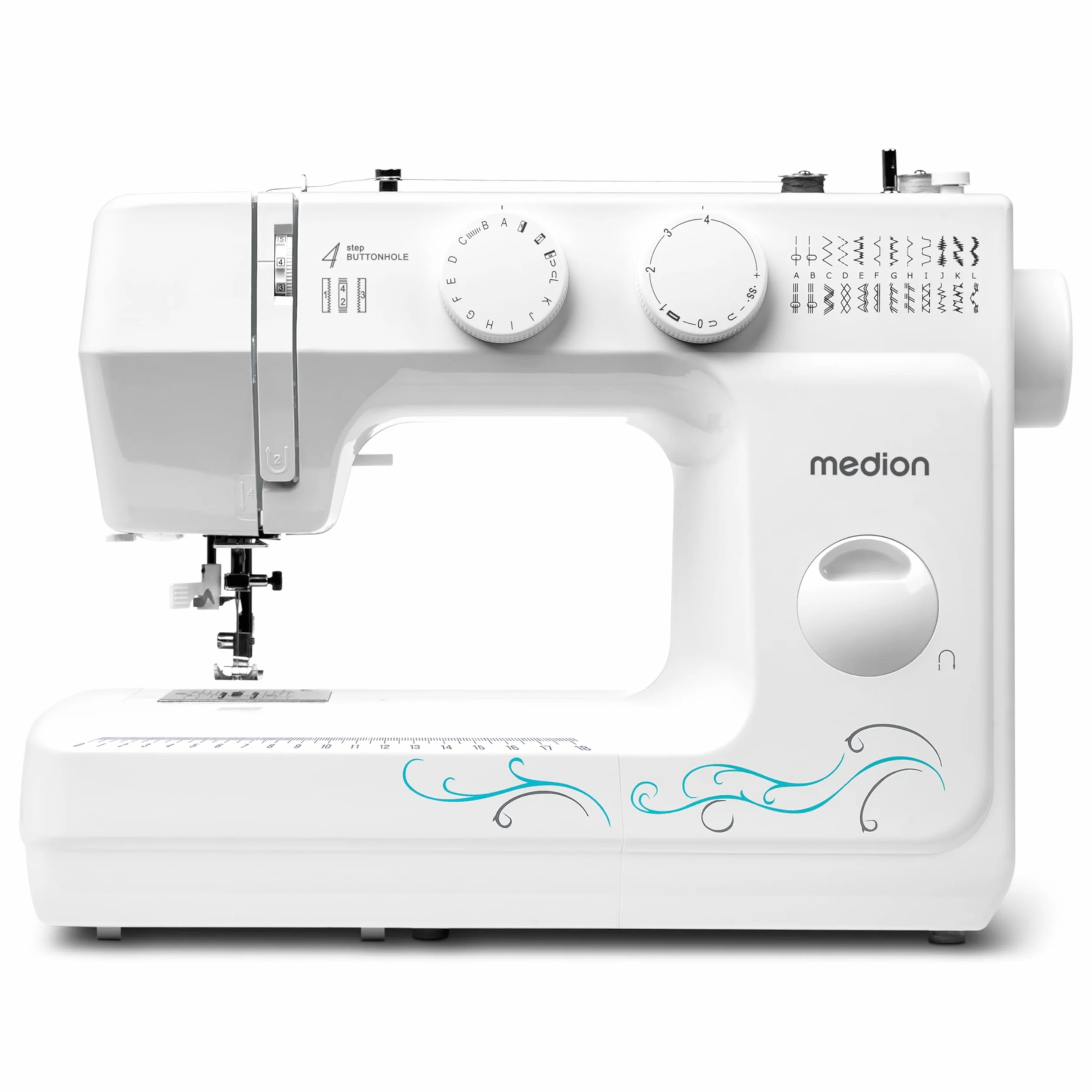 MEDION Máquina de coser de brazo libre MD 18205, 60 puntadas, ojal automático