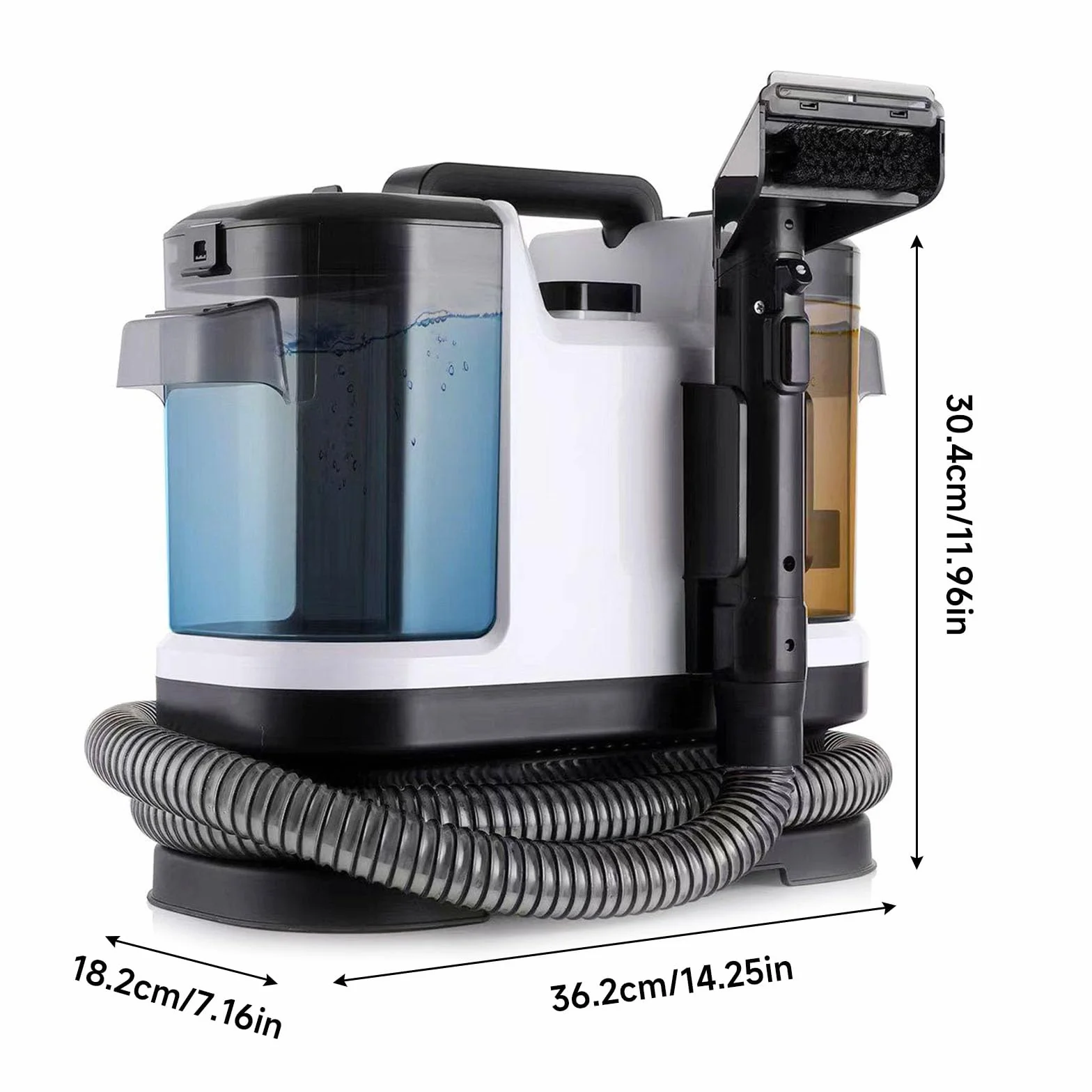 Limpiador de Tapicerias 500W 12,5 KPa, Aspiradora de Agua Tapiceria con Gran Depósito Extraíble de 1,8L de Agua Limpia y 0,8L de Agua Residual, Maquina Limpiar Tapicerias Coche Sofa Carpet (Negro)