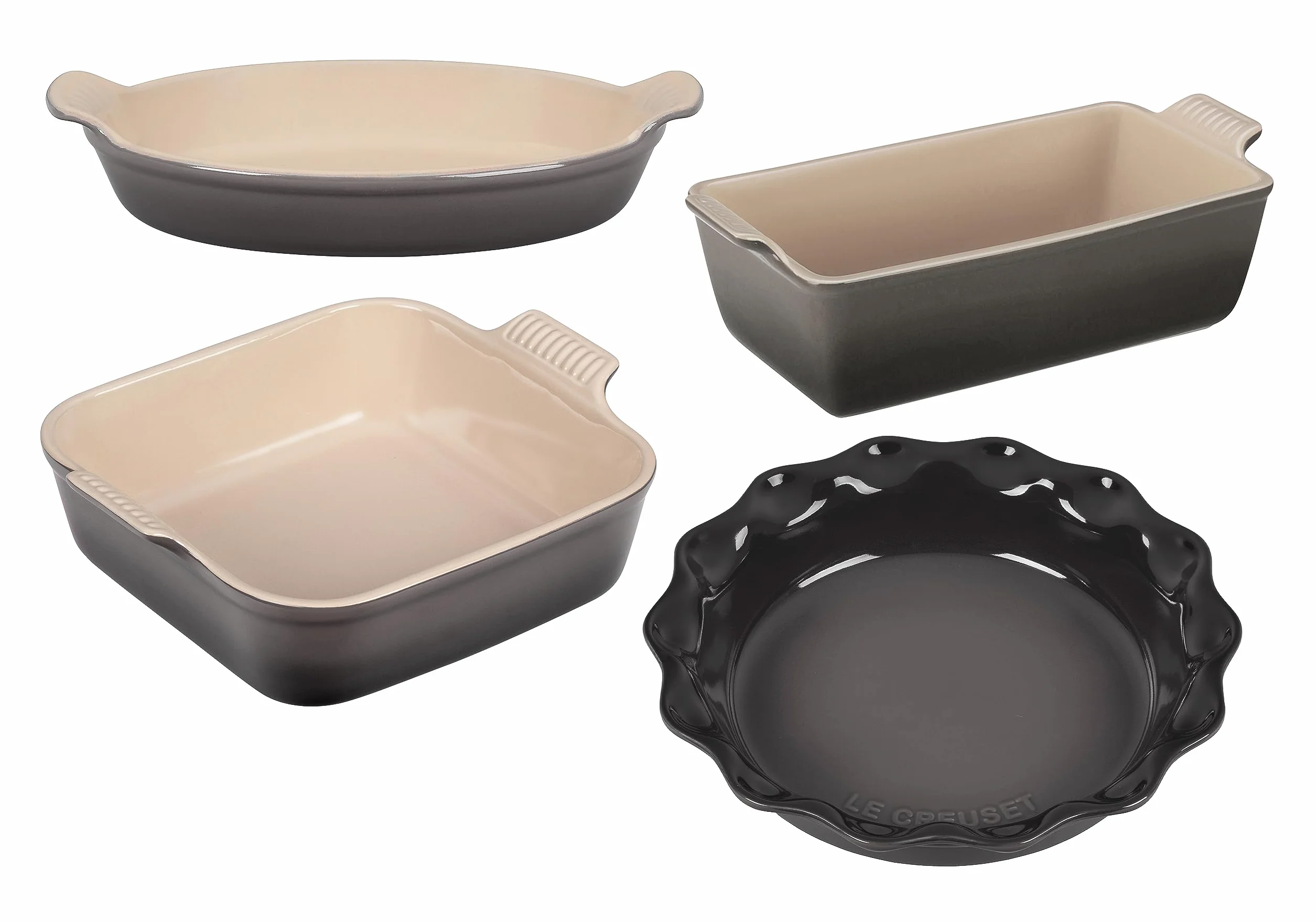 Le Creuset Juego de 4 utensilios para hornear Heritage de gres, ostra