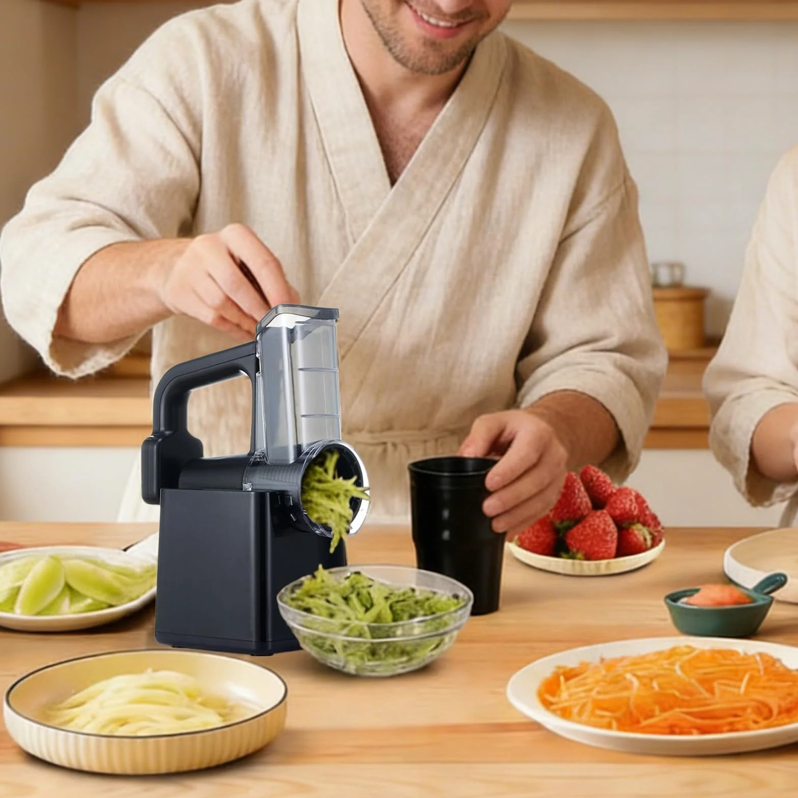 Cortador De Verduras Eléctrico Rallador de Queso Rápido y Multifuncional | Rebanador Y Picador De Verduras Y Alimentos Para Picar Rebanar Pepino Zanahoria Patata Ajo Preparación De