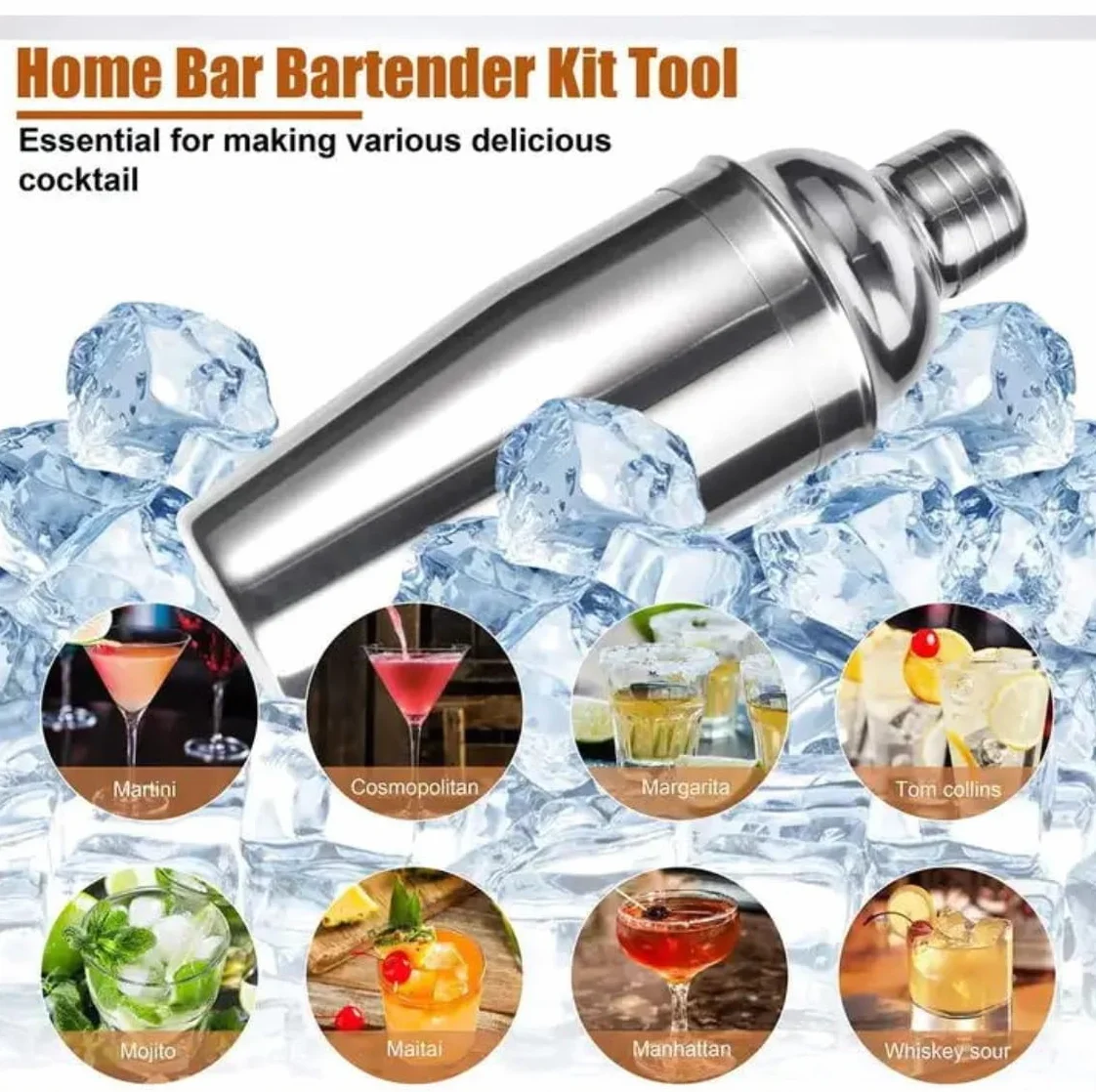 Juego de Coctelera Kit de Coctelería Kit De Coctelera De 12 Uds., Herramienta Ba De Acero Inoxidable, Kit De Barman, Kit De Batende Para Principiantes, Vertedor De Cóctel Coctelera para Cócteles Cocte