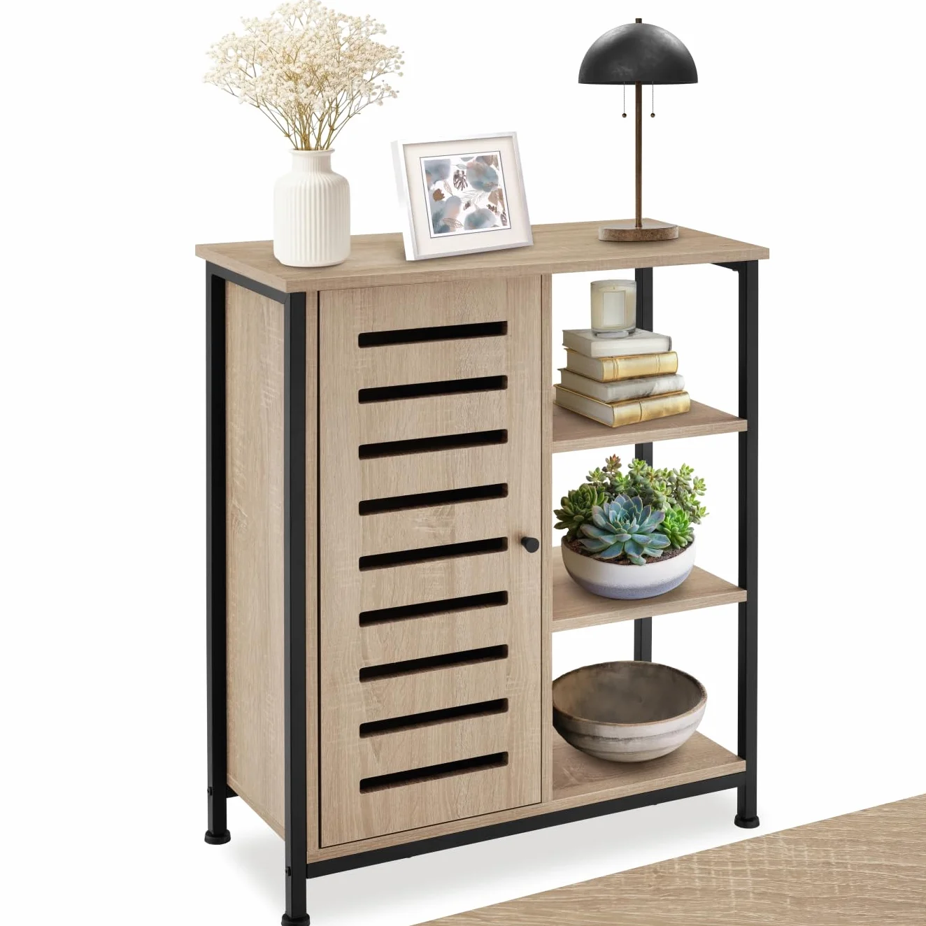Aparador Estilo Industrial con Armario 71 x 32 x 82 cm Madera Roble Sonoma Puerta Izquierda