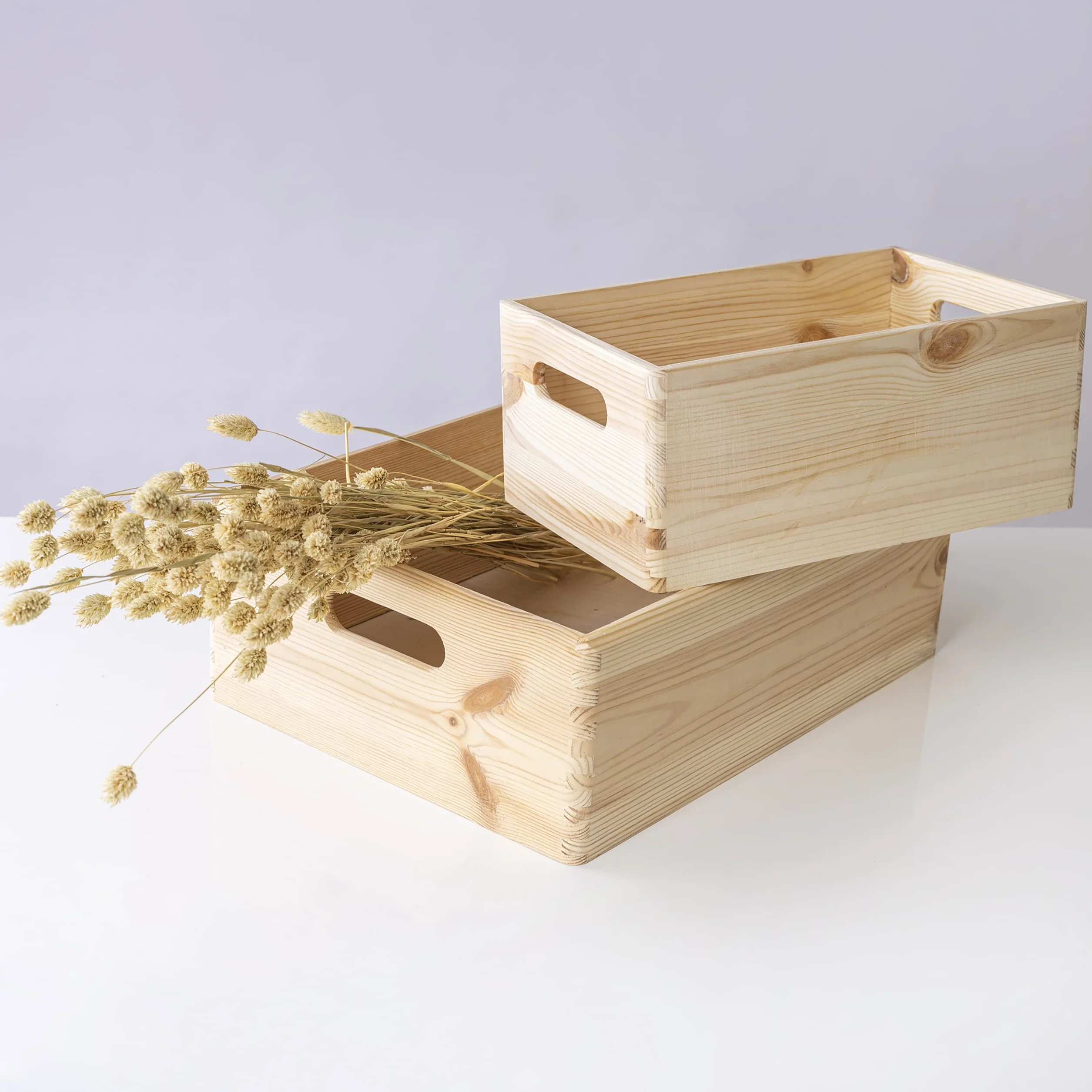 Grande Caja de Madera Decorativa Almacenaje 40x30x14 cm Asas Cofre Baúl