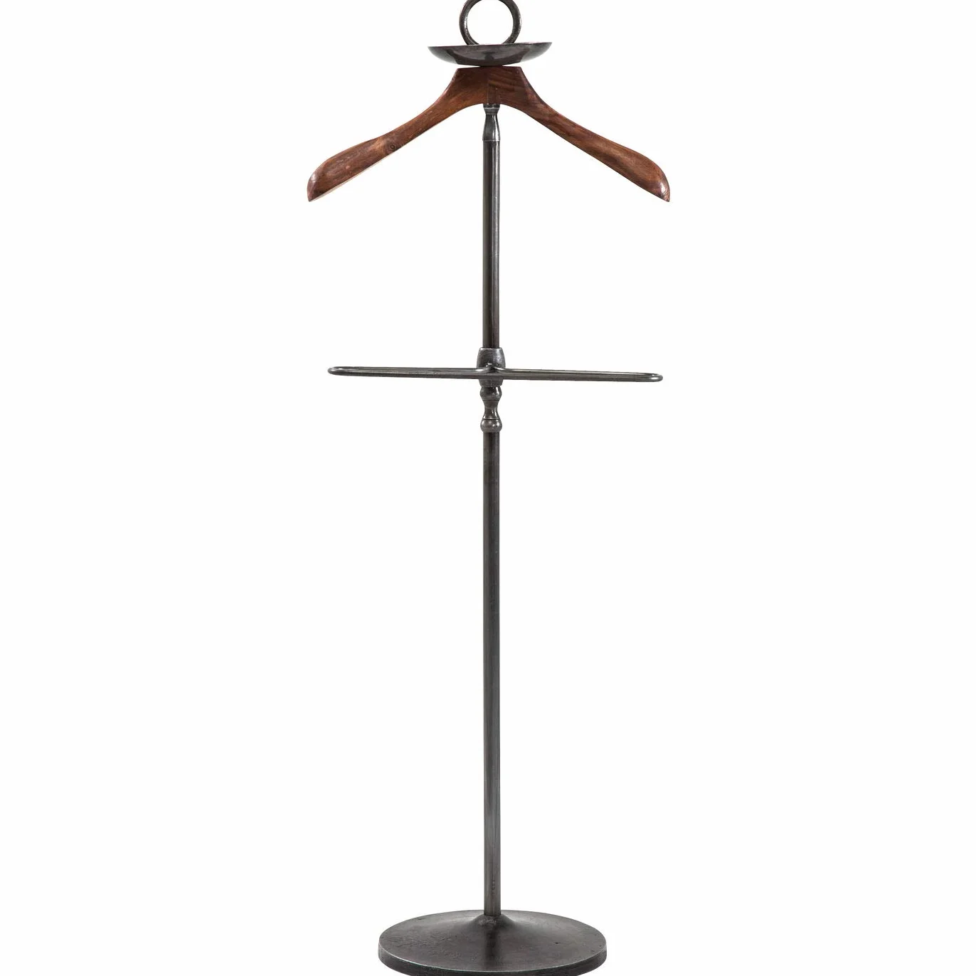 Kare Design perchero Cosmopolitan, negro, estructura de acero, colgador de eslabones de madera de mango, 124 x 49 x 29 cm (h/w/d)