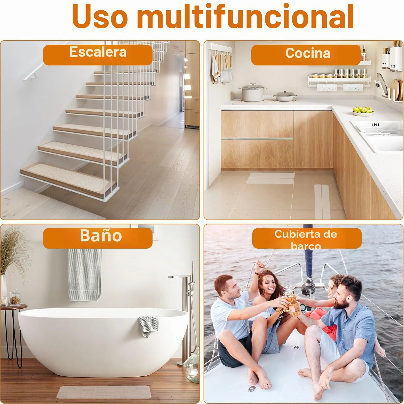Alfombrillas antideslizantes para escaleras, 15 unidades, protección antideslizante, autoadhesiva, transparente, banda antideslizante para escalones de madera y suelos (10 x 60 cm)