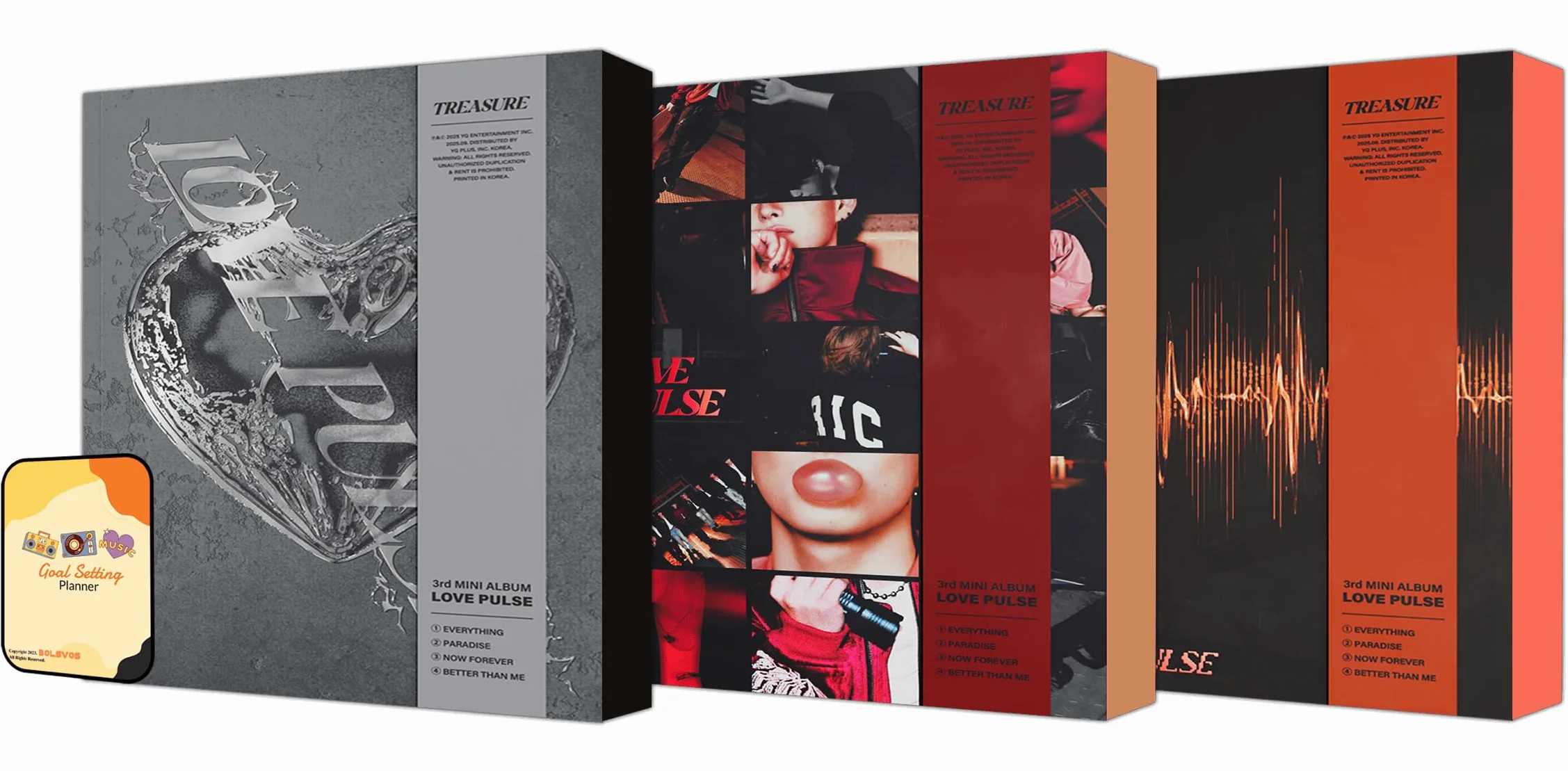 TREASURE LOVE PULSE Album [Metal+Street+Rockchic Full Album Set]+Pre Order Benefits+BolsVos Exclusive Idol-Inspired Digital Merches