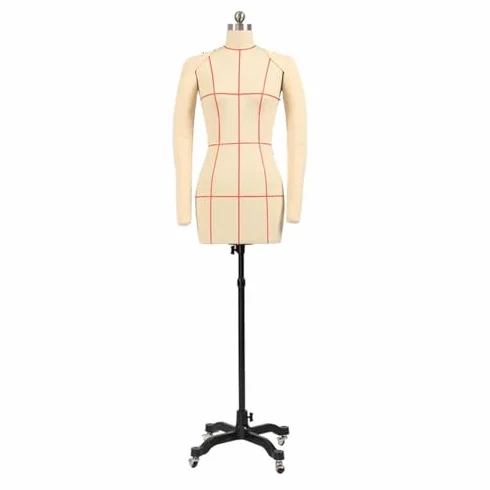 Maniquí de costura con torso de medio cuerpo y brazos ajustables – Modelo de sastre para principiantes y profesionales