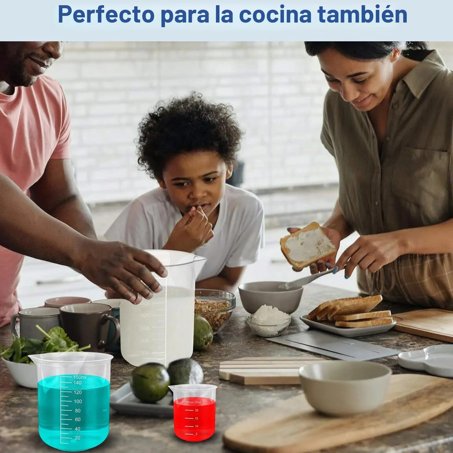 Juego de 10 vasos medidores de laboratorio 25/50/100/150/200/250/300/500 ml de plástico con tubos de centrífuga