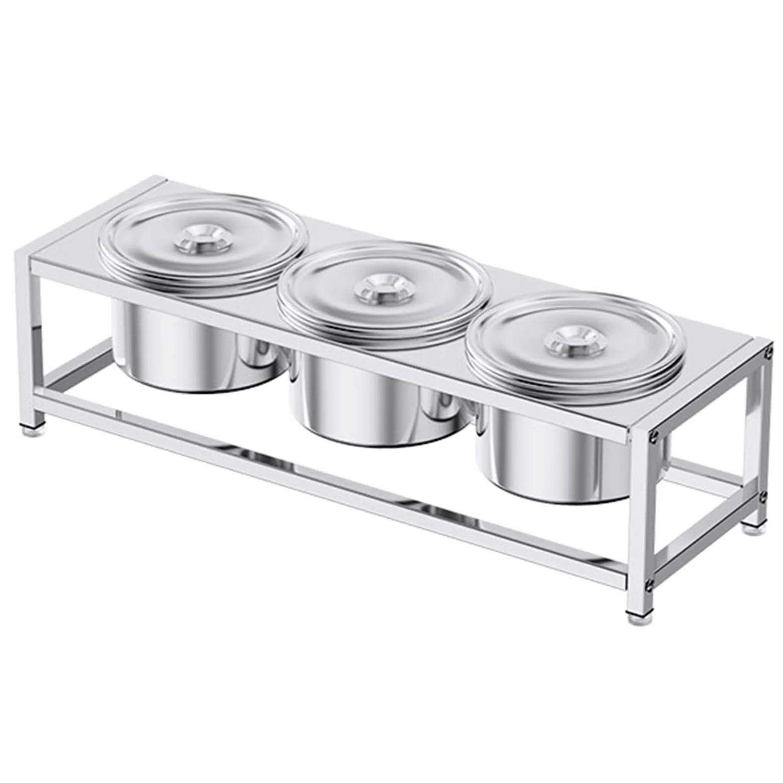 Juego de especias comercial, estantes de acero inoxidable para condimentos con sartenes y tapas, dispensador de especias para condimentos, ensalada, mermelada, ingredientes, recipiente de alimentos